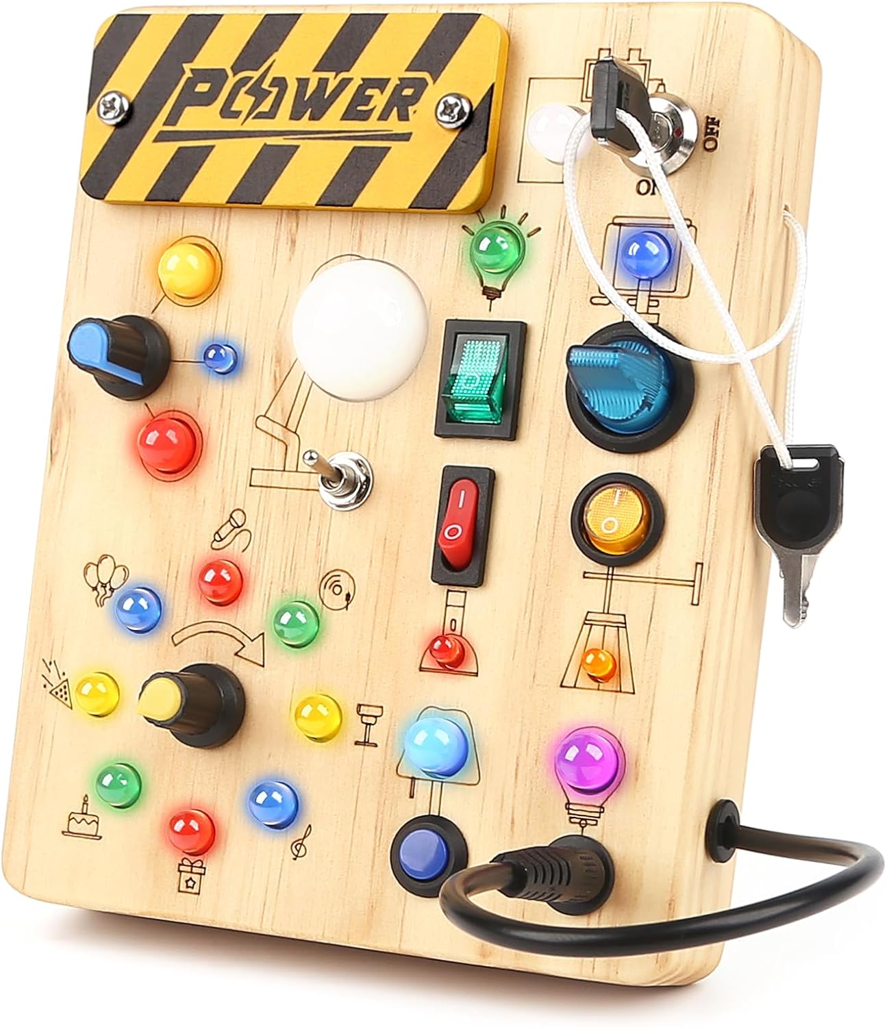 Joyreal Montessori Busy Board Wooden Sensory Toys for Toddler with LED Light Up Switch, Baby Fidget Board Travel Toys for 18+ Months, 1 2 3 Year Old Boys Girls Toddler Toy Gifts (Classic) Joyreal Montessori Busy Board Wooden Sensory Toys for Toddler with LED Light Up Switch, Baby Fidget Board Travel Toys for 18+ Months, 1 2 3 Year Old Boys Girls Toddler Toy Gifts (Classic)