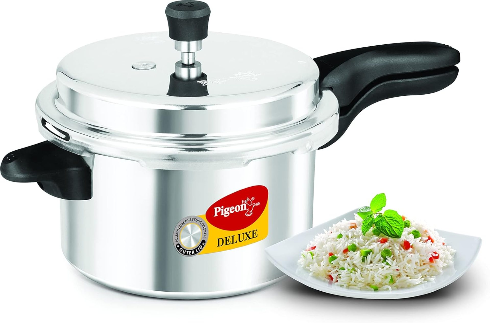Pigeon Pressure Cooker – 5 Quart – Deluxe Aluminum Outer Lid Stovetop & Induction – Cook delicious food in less time: soups, rice, legumes, and more! – 5 Liters Pigeon Pressure Cooker – 5 Quart – Deluxe Aluminum Outer Lid Stovetop & Induction – Cook delicious food in less time: soups, rice, legumes, and more! – 5 Liters