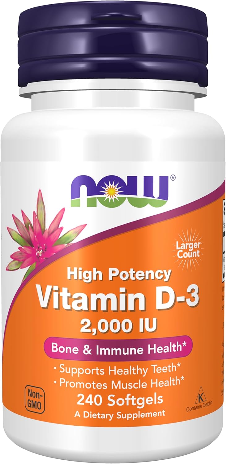 NOW Foods Supplements, Vitamin D-3 2,000 IU, High Potency, Structural Support*, 240 Softgels NOW Foods Supplements, Vitamin D-3 2,000 IU, High Potency, Structural Support*, 240 Softgels