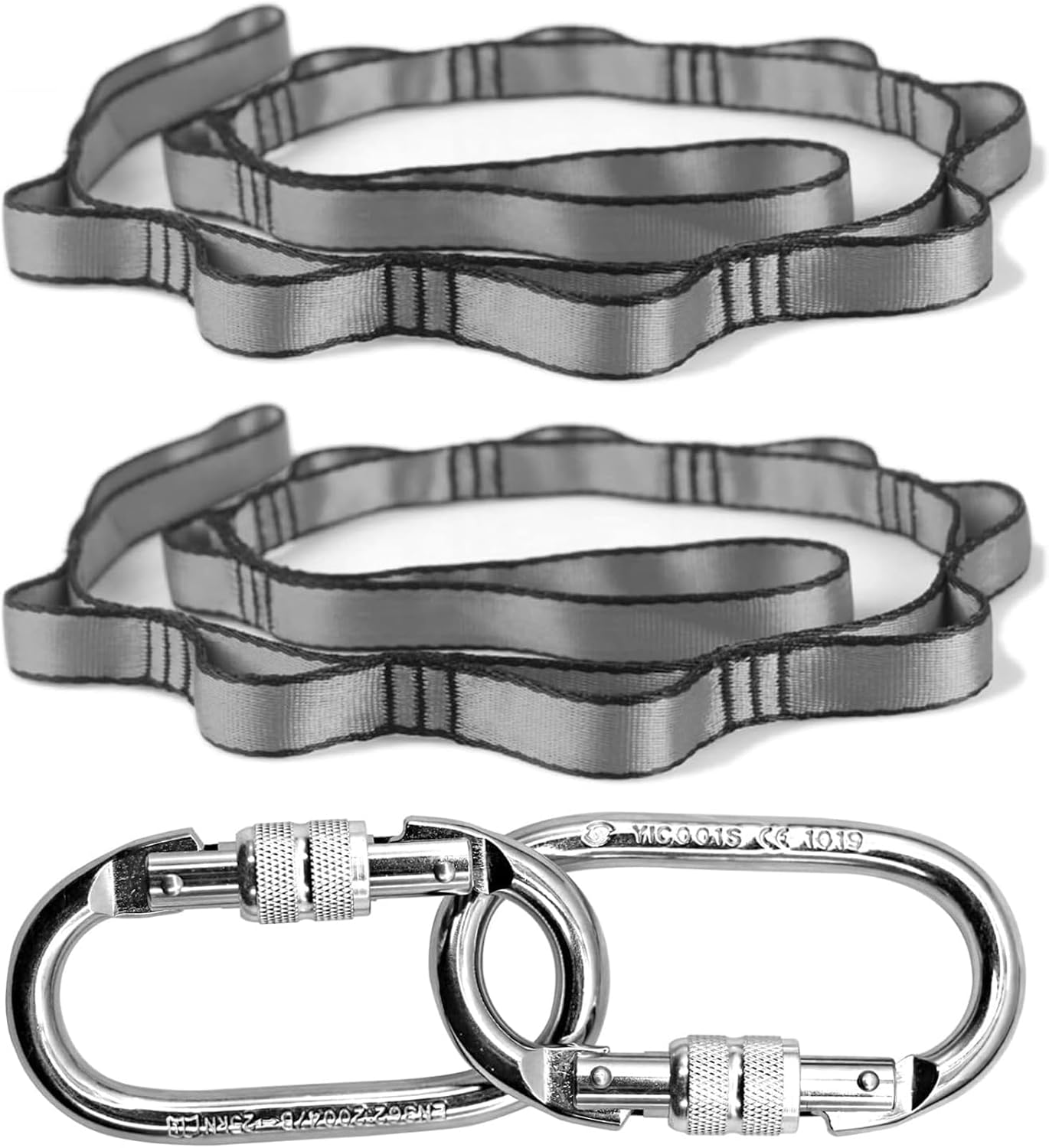 PRIOR FITNESS Yoga Straps Aerial Hammock Accessory Set, 2pcs Daisy Chain + 2pcs Carabiner, Aerial Silk Hardware with Daisy Chain Carabiner for Yoga Swing Pilates PRIOR FITNESS Yoga Straps Aerial Hammock Accessory Set, 2pcs Daisy Chain + 2pcs Carabiner, Aerial Silk Hardware with Daisy Chain Carabiner for Yoga Swing Pilates