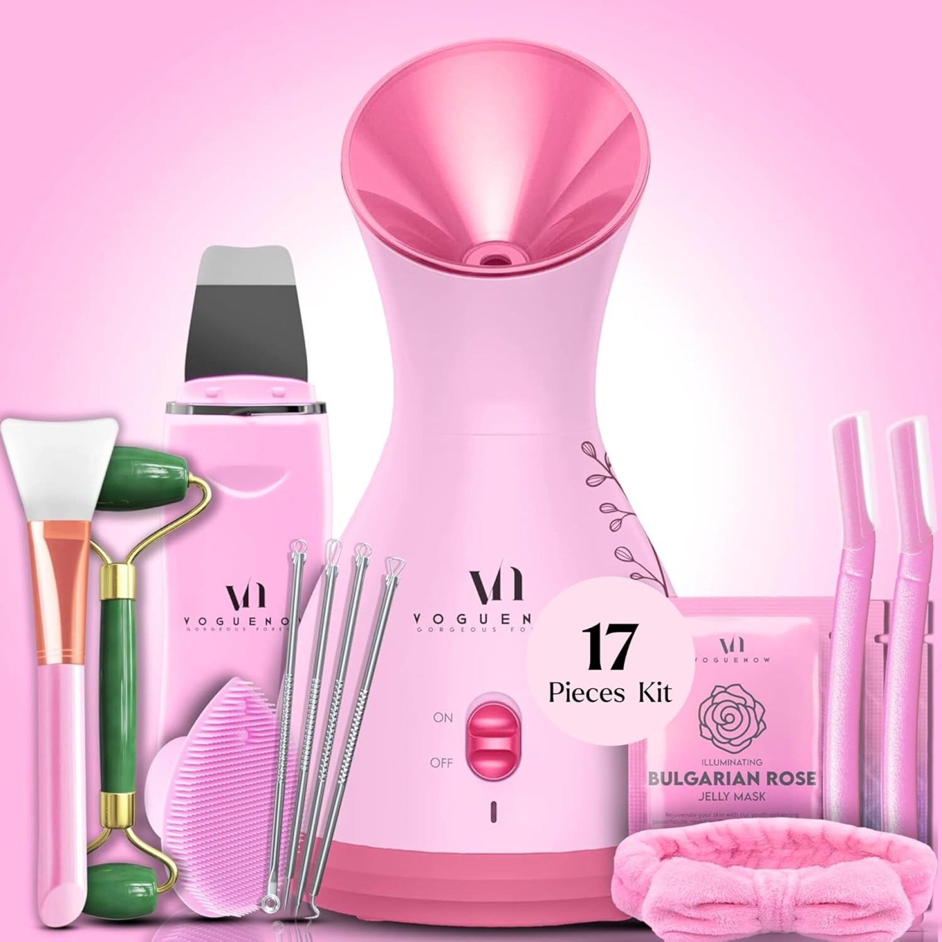 Facial Steamer Spa Kit with Complimentary 17 Skin Care Tools | Face Steamer for Facial Deep Cleaning with Towel Warmer & Humidifier Mode| Self Care Gifts for Women, Spa Gifts, Birthday Gifts for Women Facial Steamer Spa Kit with Complimentary 17 Skin Care Tools | Face Steamer for Facial Deep Cleaning with Towel Warmer & Humidifier Mode| Self Care Gifts for Women, Spa Gifts, Birthday Gifts for Women