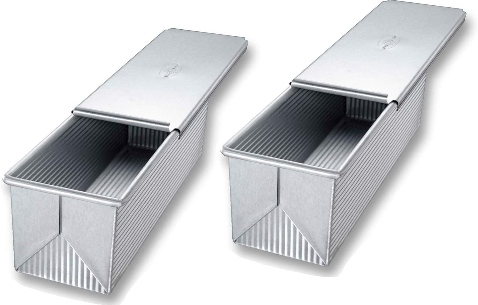 USA Pan Pullman Loaf Pan with Cover, Large w Set of 2 USA Pan Pullman Loaf Pan with Cover, Large w Set of 2