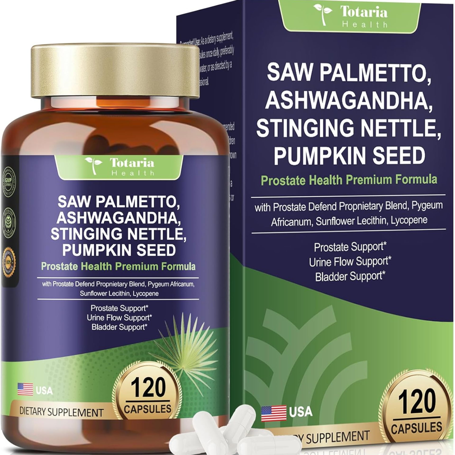 Organic Saw Palmetto – Prostate Health Supplements for Men with Ashwagandha Root, Stinging Nettle, Pumpkin Seed, Prostate Defend Propnietary Blend, DHT Blocker, 120 Count Organic Saw Palmetto – Prostate Health Supplements for Men with Ashwagandha Root, Stinging Nettle, Pumpkin Seed, Prostate Defend Propnietary Blend, DHT Blocker, 120 Count
