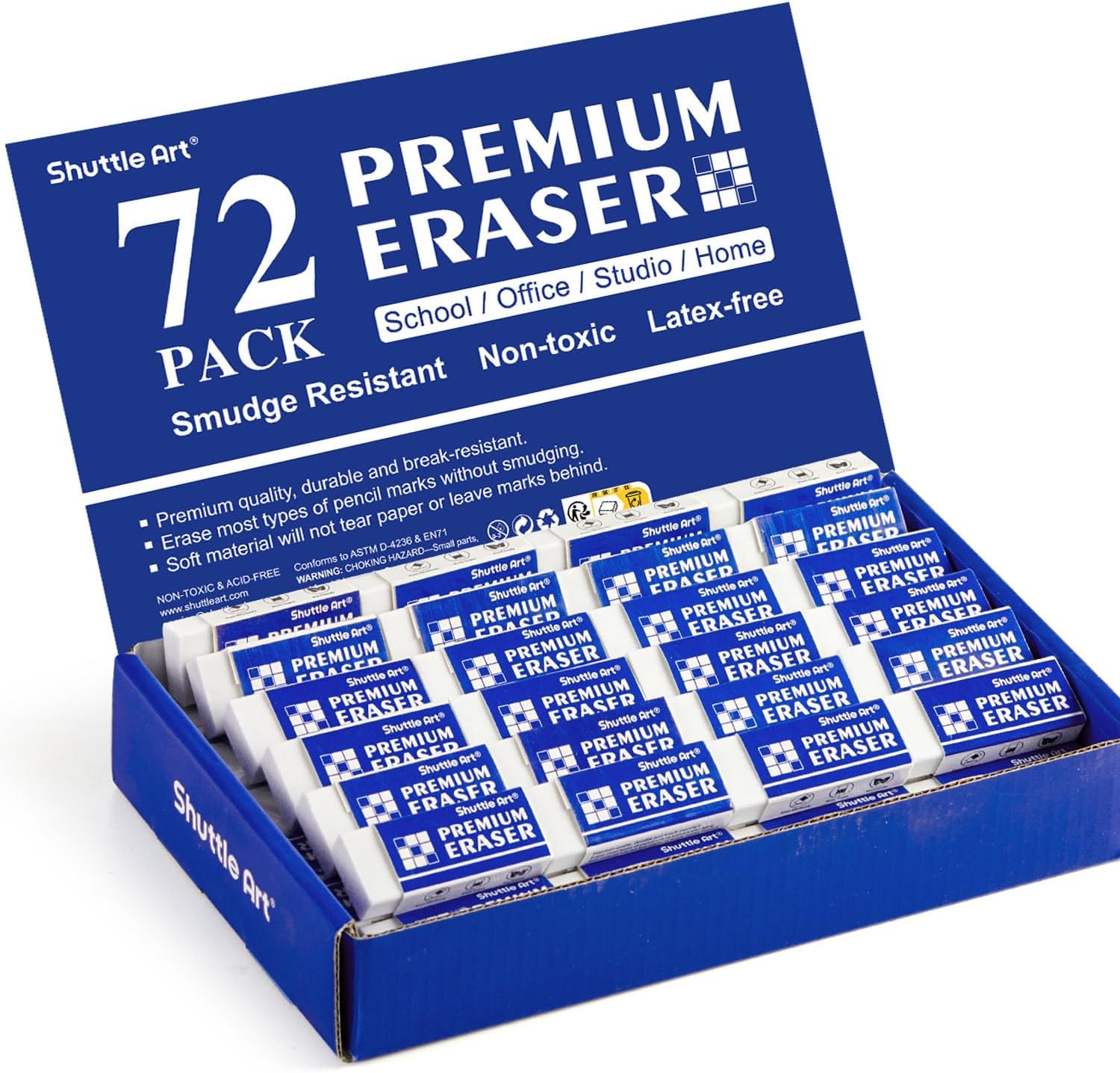 Erasers, Shuttle Art 72 Pack Premium Erasers Bulk, White Eraser Classroom Set for Kids Teachers as School and Office Supplies Erasers, Shuttle Art 72 Pack Premium Erasers Bulk, White Eraser Classroom Set for Kids Teachers as School and Office Supplies