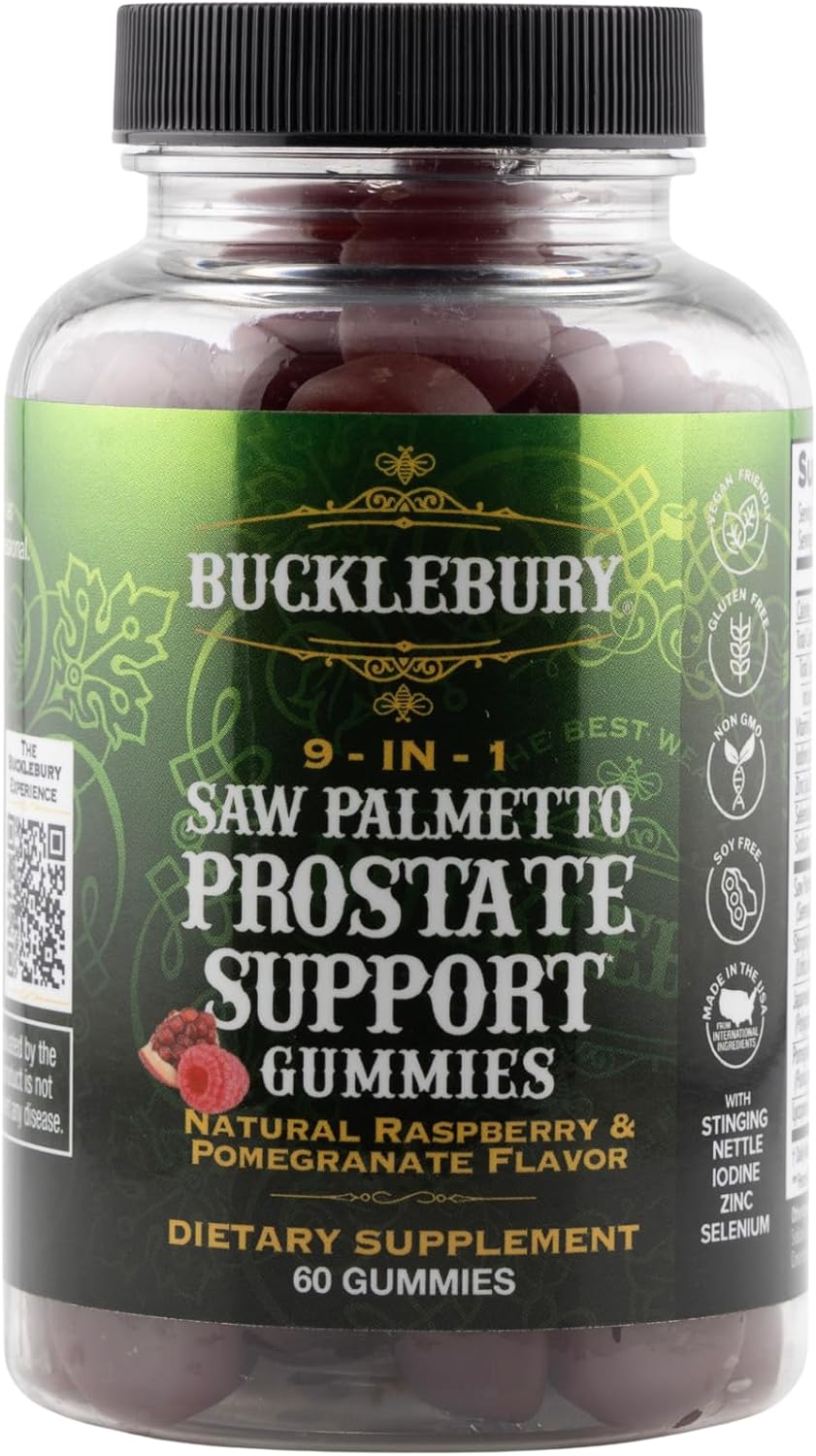 9-in-1 Saw Palmetto Gummies for Prostate and Urinary Support – Natural Raspberry and Pomegranate Flavour Plant-Based Dietary Supplement for Bladder Emptying and Hair Loss – 60 Gummies 9-in-1 Saw Palmetto Gummies for Prostate and Urinary Support – Natural Raspberry and Pomegranate Flavour Plant-Based Dietary Supplement for Bladder Emptying and Hair Loss – 60 Gummies