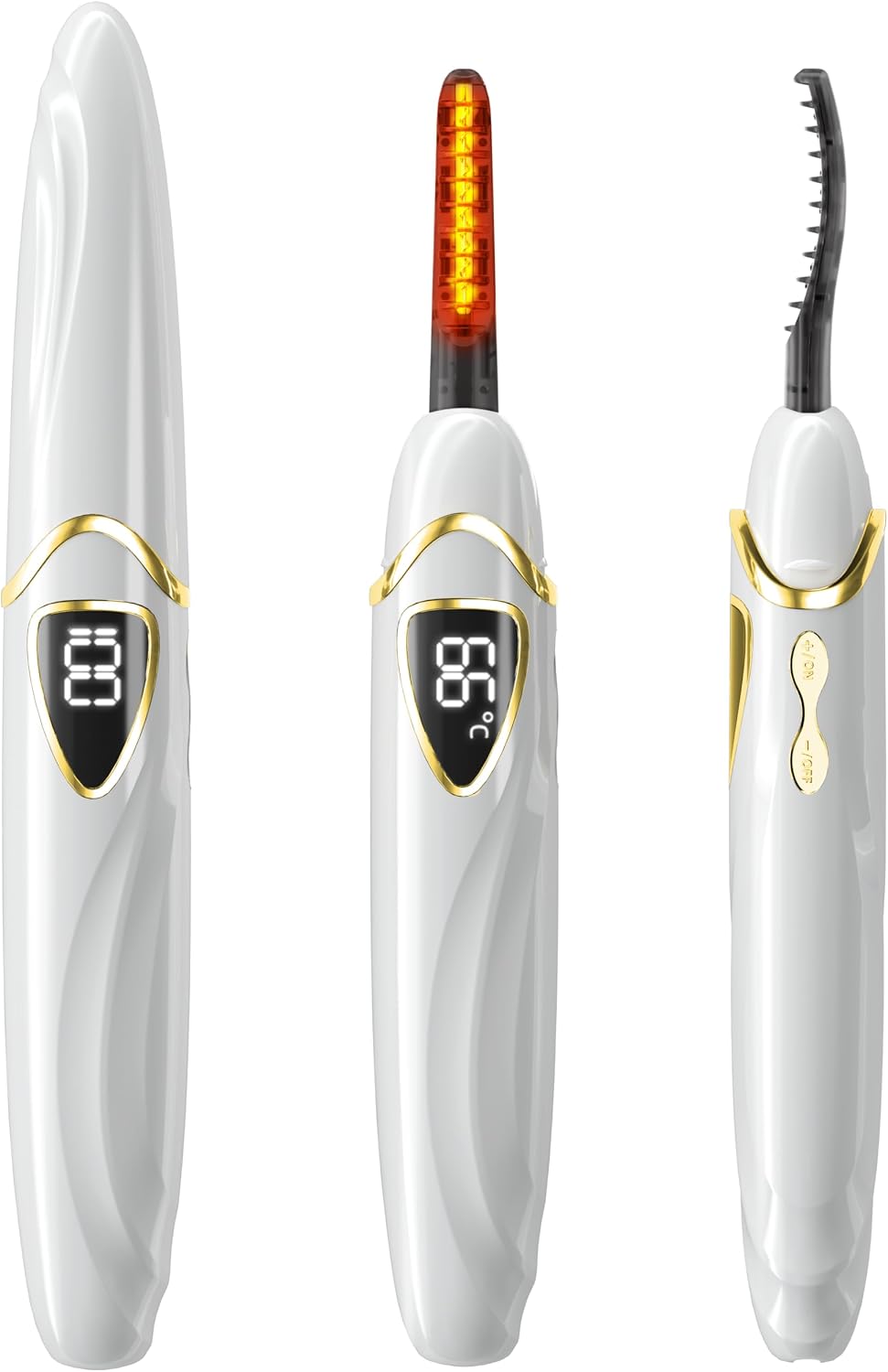 Heated Eyelash Curler, Heated Lash Curler, Accurate Temperature Control Electric Eyelash Curler Heated – Intelligent Power Off, Natural Long Lasting Makeup (Whisper White/Gold, S600-148MM) Heated Eyelash Curler, Heated Lash Curler, Accurate Temperature Control Electric Eyelash Curler Heated – Intelligent Power Off, Natural Long Lasting Makeup (Whisper White/Gold, S600-148MM)