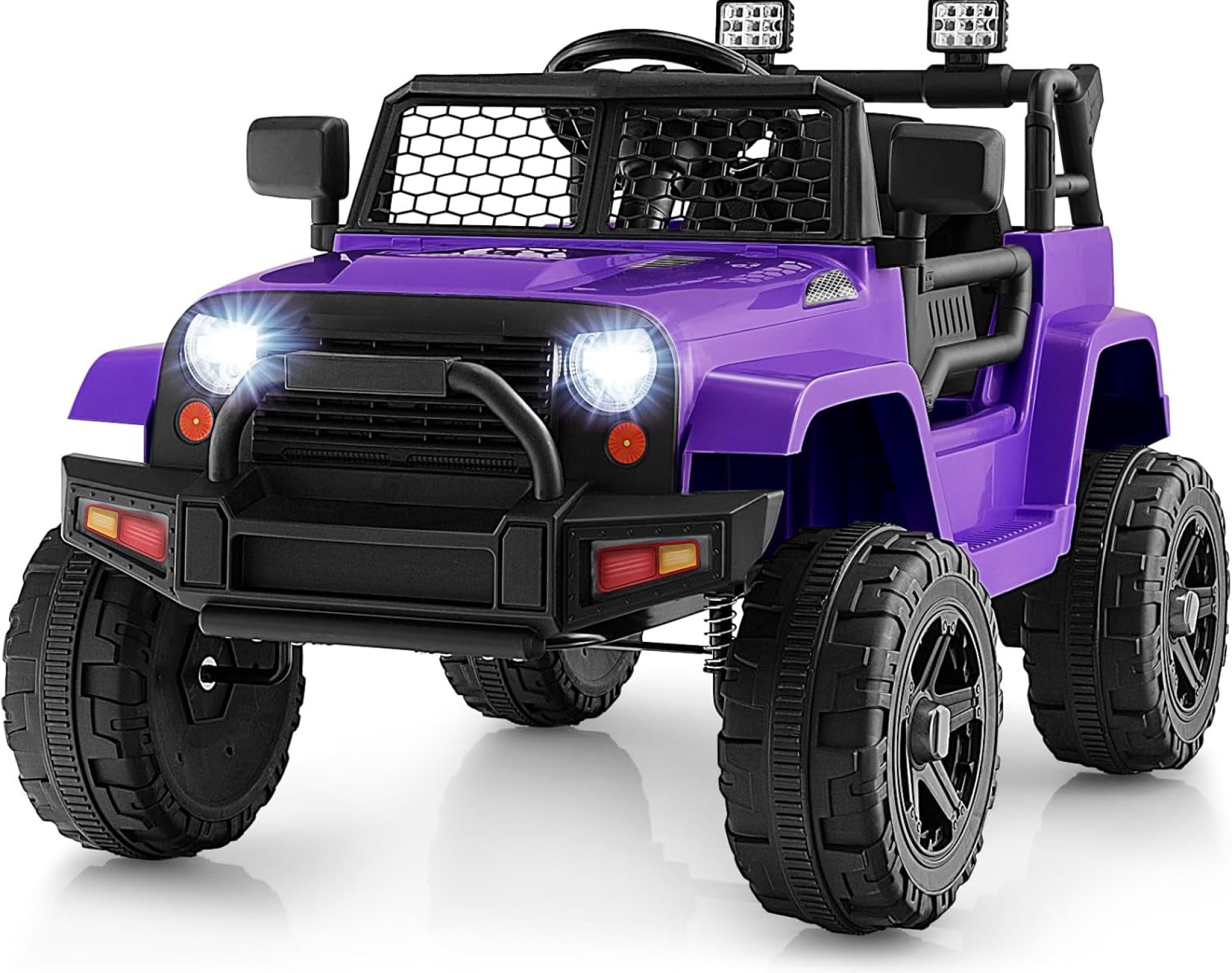 HONEY JOY Ride On Truck, 12V Battery Powered Vehicle Ride On Car with Remote Control, Spring Suspension, Headlights, Music, Mesh Windshield, Electric Cars for Kids, Gift for Boys Girls 3+(Purple) HONEY JOY Ride On Truck, 12V Battery Powered Vehicle Ride On Car with Remote Control, Spring Suspension, Headlights, Music, Mesh Windshield, Electric Cars for Kids, Gift for Boys Girls 3+(Purple)