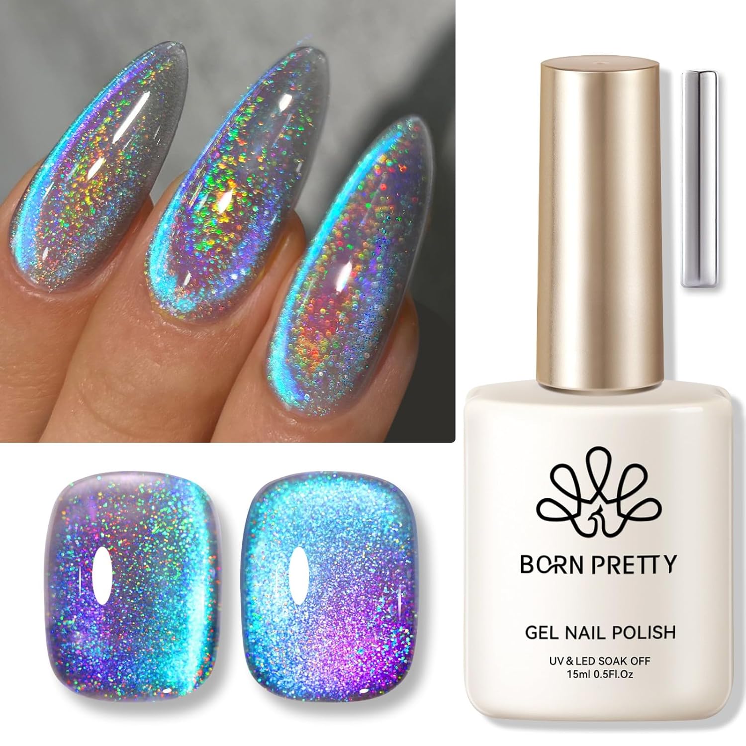 Born Pretty 9D Cat Magnetic Eye Gel Nail Polish Holographic Rainbow Gel Polish Blue Purple Soak Off U V LED Gel Polish Nail Art Design Manicure Salon DIY Home 15ML Born Pretty 9D Cat Magnetic Eye Gel Nail Polish Holographic Rainbow Gel Polish Blue Purple Soak Off U V LED Gel Polish Nail Art Design Manicure Salon DIY Home 15ML