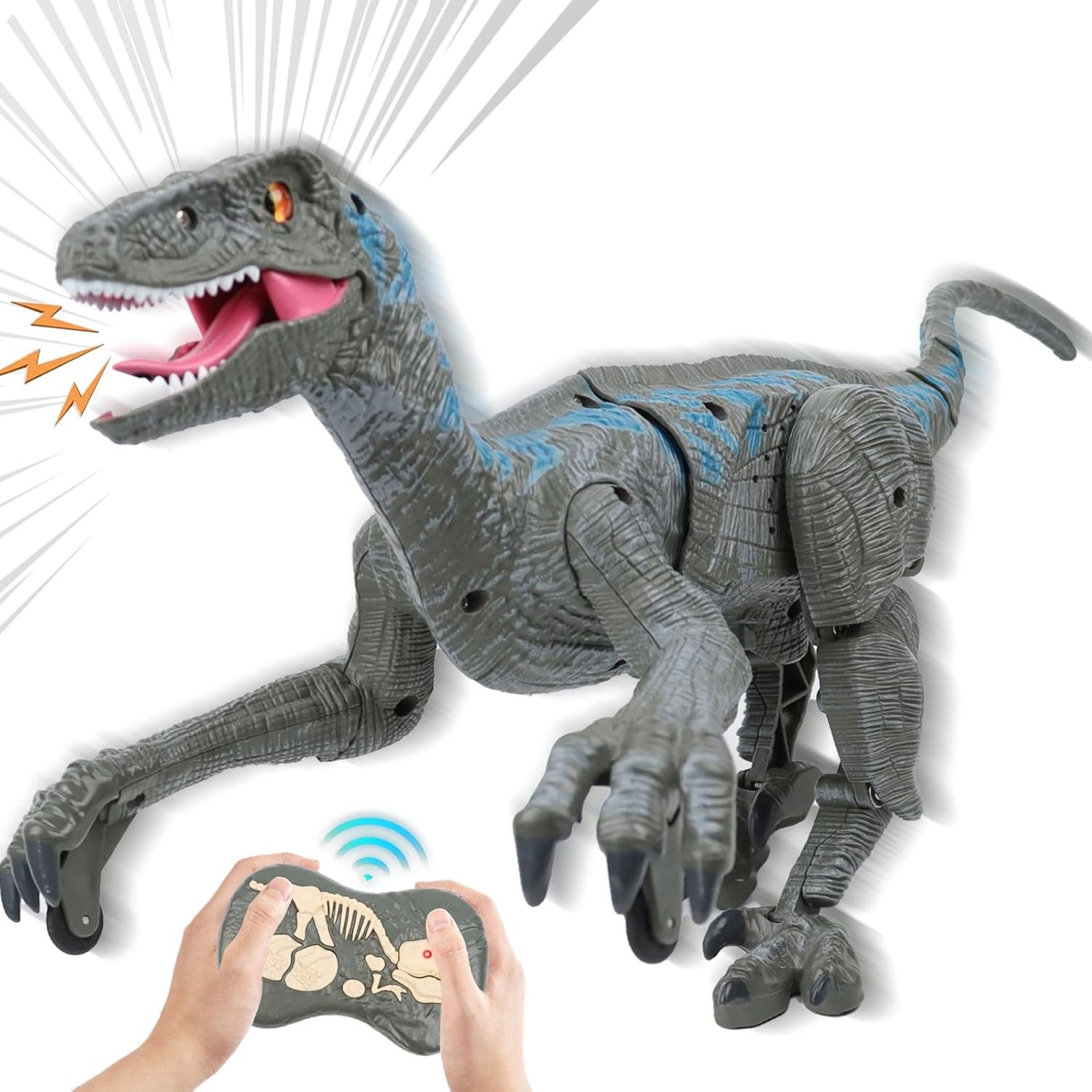 BOMPOW 18” Remote Control Dinosaur Toys 2.4GHz Walking Rechargeable 3D Eyes Dinosaur Robot Toys for Kids with Roaring Sounds Stomp Tail Movement Gift for Kids Boys Girls Ages 3-12 Gray BOMPOW 18” Remote Control Dinosaur Toys 2.4GHz Walking Rechargeable 3D Eyes Dinosaur Robot Toys for Kids with Roaring Sounds Stomp Tail Movement Gift for Kids Boys Girls Ages 3-12 Gray