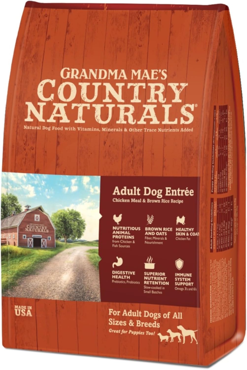 Grandma Mae’s Country Naturals Dry Dog Food, Adult Sensitive Stomach Formula, Chicken & Brown Rice, Slow Cooked & Nutrient Dense, Made in USA, 4 LB Bag Grandma Mae’s Country Naturals Dry Dog Food, Adult Sensitive Stomach Formula, Chicken & Brown Rice, Slow Cooked & Nutrient Dense, Made in USA, 4 LB Bag