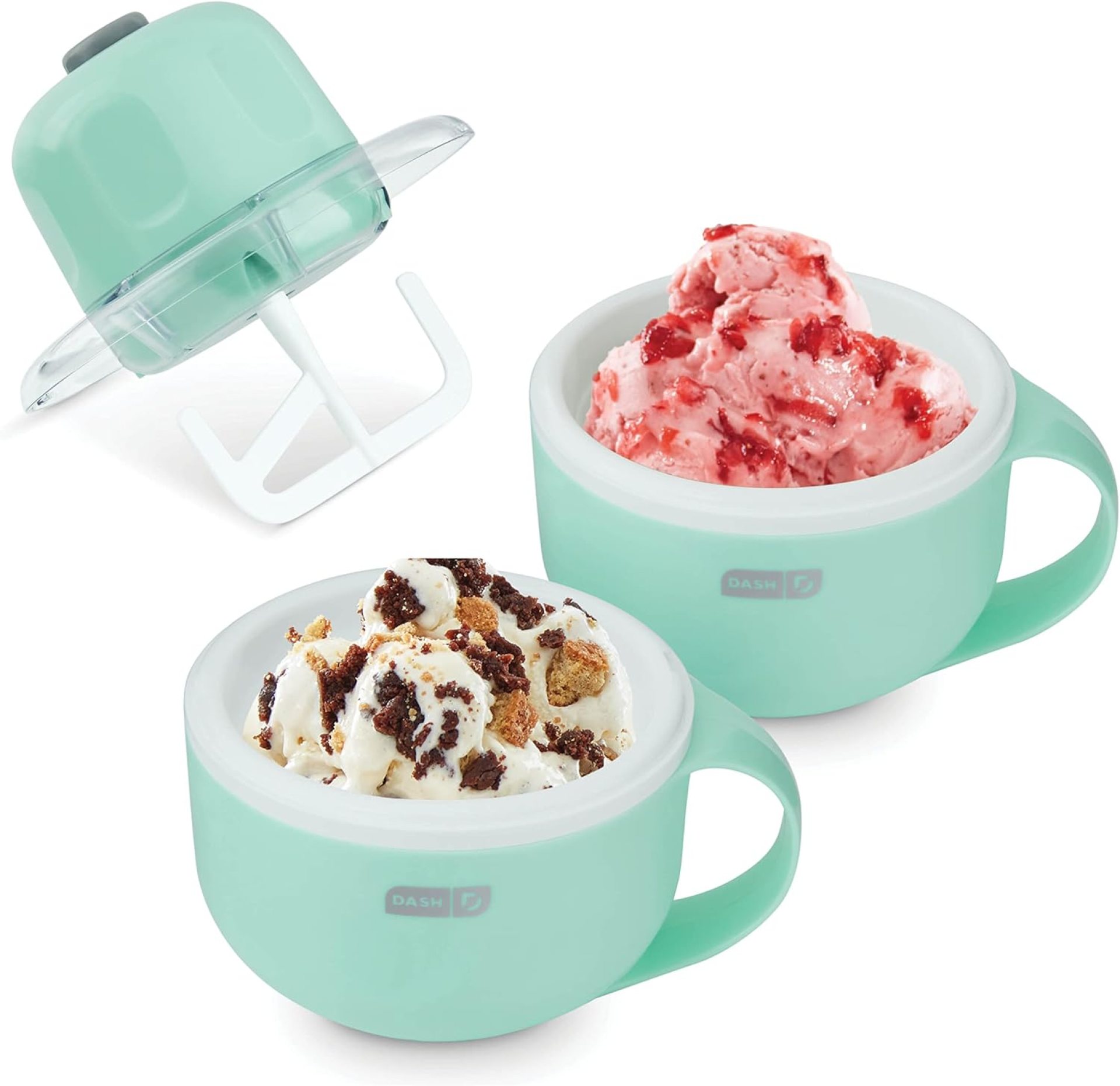 DASH My Mug Ice Cream Maker Machine (Aqua): Multi-Purpose Soft Serve Ice Cream Machine with (2) Bowls for Homemade Gelato, Sorbet, Frozen Yogurt, Built-In Ingredient Chute, Easy to Clean and Store DASH My Mug Ice Cream Maker Machine (Aqua): Multi-Purpose Soft Serve Ice Cream Machine with (2) Bowls for Homemade Gelato, Sorbet, Frozen Yogurt, Built-In Ingredient Chute, Easy to Clean and Store