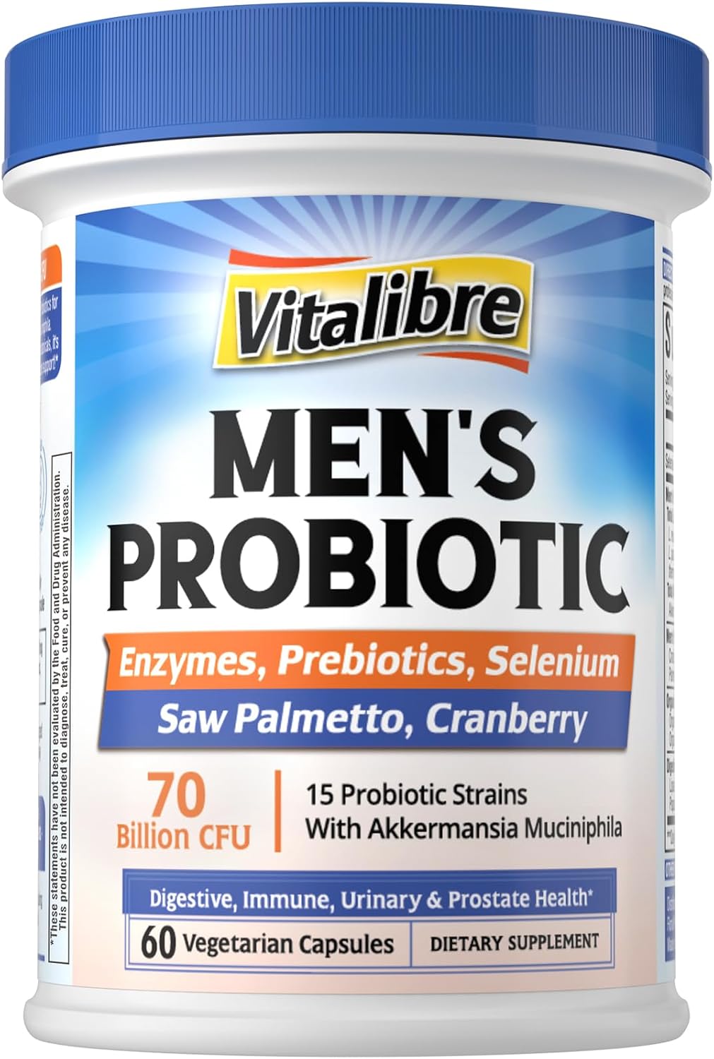 Probiotics for Men, 70 Billion CFU 15 Strains, Selenium, Enzymes, Saw Palmetto, Cranberry for Digestive, Gut, Immune, Prostate & Urinary Tract Health, Shelf Stable, 60 Capsules Probiotics for Men, 70 Billion CFU 15 Strains, Selenium, Enzymes, Saw Palmetto, Cranberry for Digestive, Gut, Immune, Prostate & Urinary Tract Health, Shelf Stable, 60 Capsules