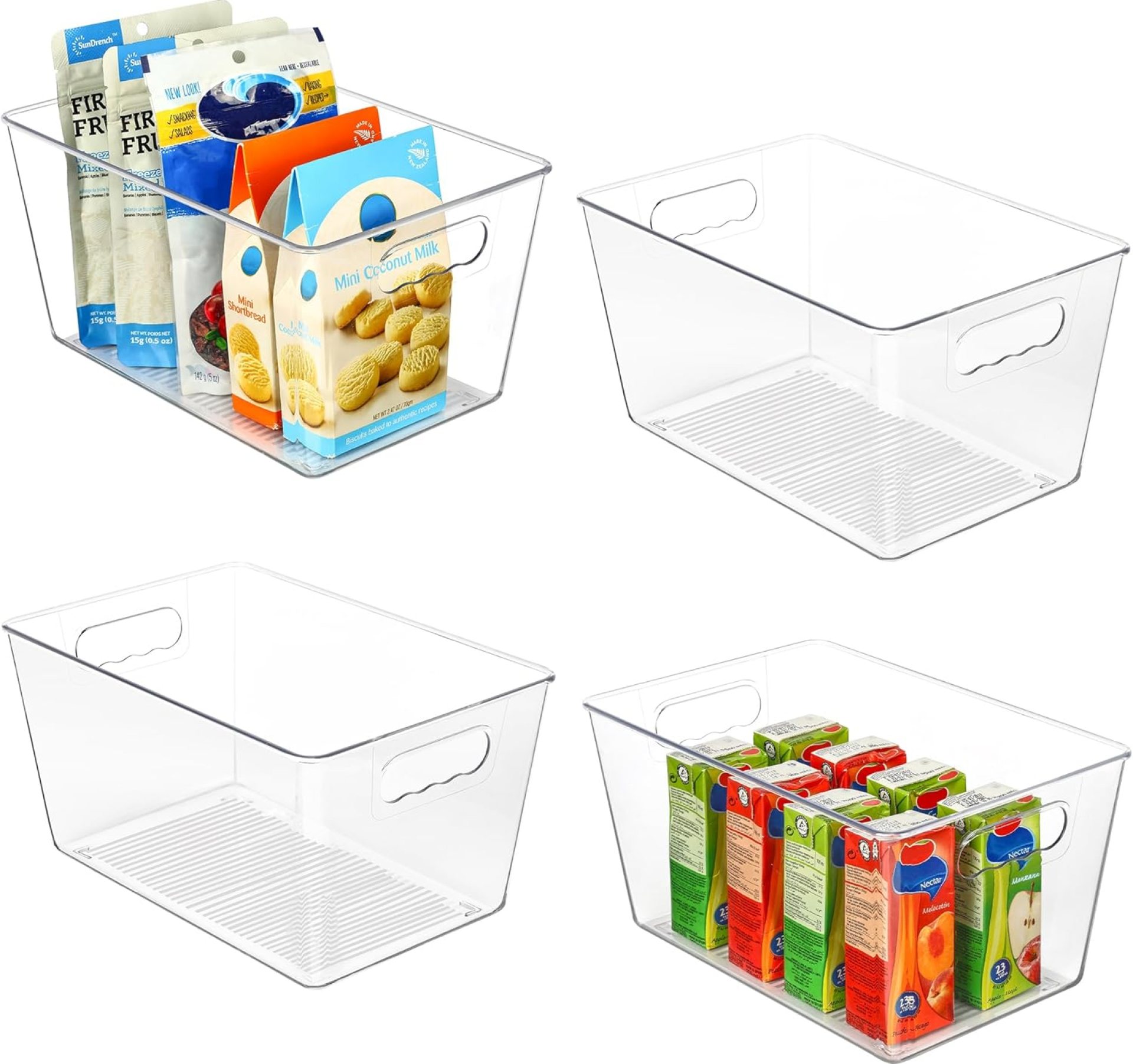 Vtopmart Clear Plastic Pantry Organizer Bins, 4 PCS Food Storage Bins with Handle for Refrigerator, Fridge, Cabinet, Kitchen, Countertops, Cupboard, Freezer Organization and Storage, BPA Free, Large Vtopmart Clear Plastic Pantry Organizer Bins, 4 PCS Food Storage Bins with Handle for Refrigerator, Fridge, Cabinet, Kitchen, Countertops, Cupboard, Freezer Organization and Storage, BPA Free, Large