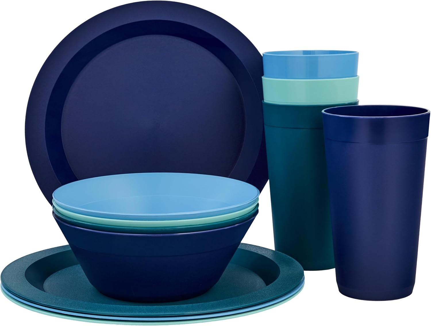 US Acrylic Newport Plastic Plate, Bowl and Tumbler Dinnerware Set for 4 in Coastal Colors | 12-Piece Drinking and Dining Set | Reusable, BPA-free, Made in the USA, Top-rack Dishwasher Safe US Acrylic Newport Plastic Plate, Bowl and Tumbler Dinnerware Set for 4 in Coastal Colors | 12-Piece Drinking and Dining Set | Reusable, BPA-free, Made in the USA, Top-rack Dishwasher Safe