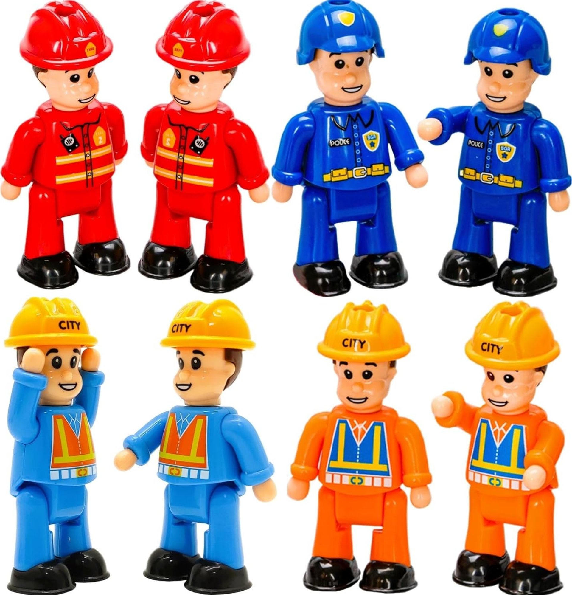 FUNERICA 8-Set Bendable Play People Figures for Kids – Firefighters, Police Officers, Construction Workers, Sanitation and Community Helpers Figurines FUNERICA 8-Set Bendable Play People Figures for Kids – Firefighters, Police Officers, Construction Workers, Sanitation and Community Helpers Figurines