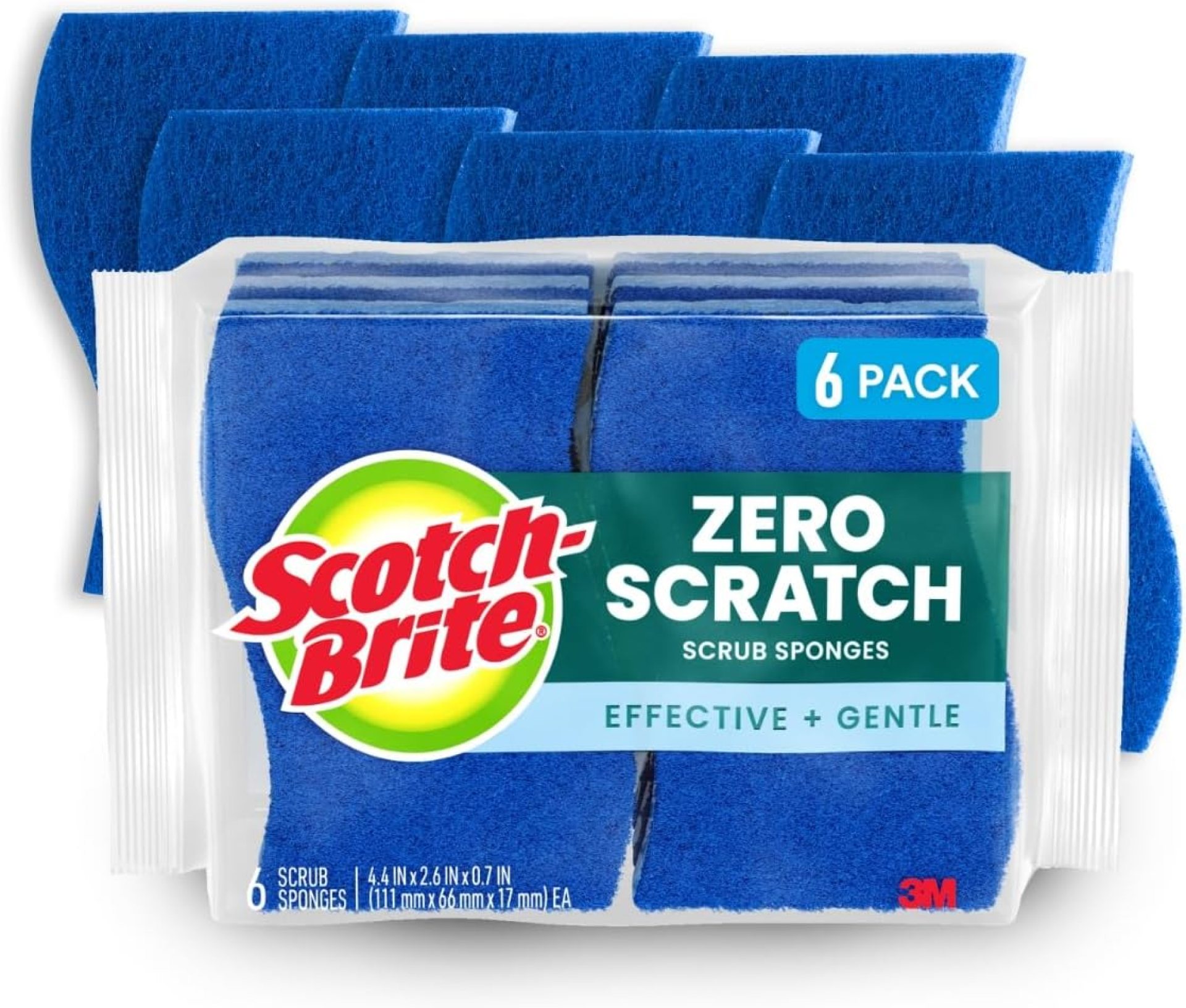 Scotch-Brite Zero Scratch Scrub Sponge, 6 Kitchen Sponges for Cleaning Around the Home, Bathroom & More, Scratch-free Dish Scrubber, Multi-surface Safe, Best for Nonstick Pots and Pans Scotch-Brite Zero Scratch Scrub Sponge, 6 Kitchen Sponges for Cleaning Around the Home, Bathroom & More, Scratch-free Dish Scrubber, Multi-surface Safe, Best for Nonstick Pots and Pans
