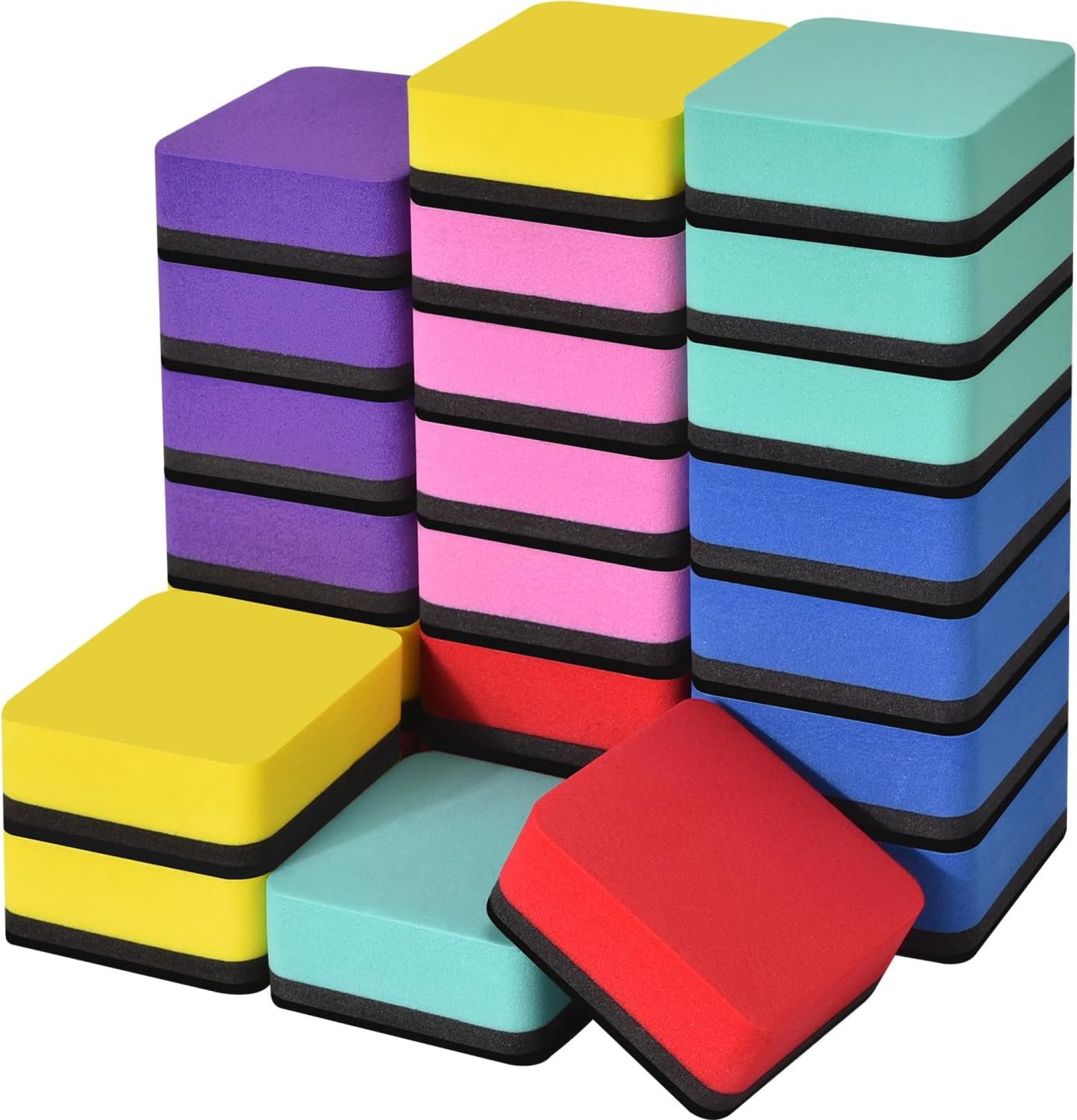 Dry Erase Erasers, 24 Pack Magnetic Whiteboard Erasers for Kids and Students, Mini Dry Erase Board Erasers for Classroom Home, and Office (Square, 6 Color) Dry Erase Erasers, 24 Pack Magnetic Whiteboard Erasers for Kids and Students, Mini Dry Erase Board Erasers for Classroom Home, and Office (Square, 6 Color)