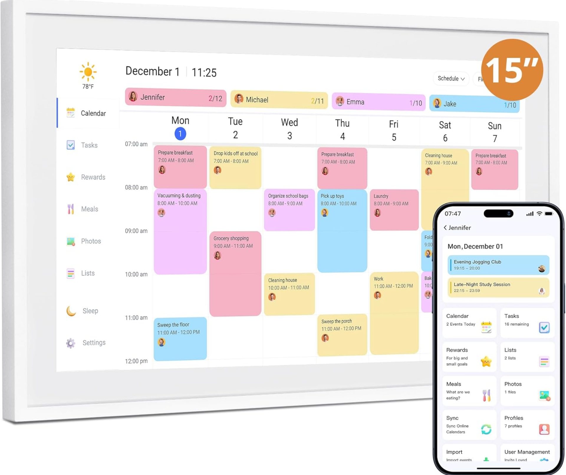 Digital Wall Calendar 15 Inch Touch Screen, Electronic Desk Calendar and Chore Chart for Family Kids Monthly/Weekly Planner, Interactive Touchscreen Display Smart Calender for Home Organization Digital Wall Calendar 15 Inch Touch Screen, Electronic Desk Calendar and Chore Chart for Family Kids Monthly/Weekly Planner, Interactive Touchscreen Display Smart Calender for Home Organization