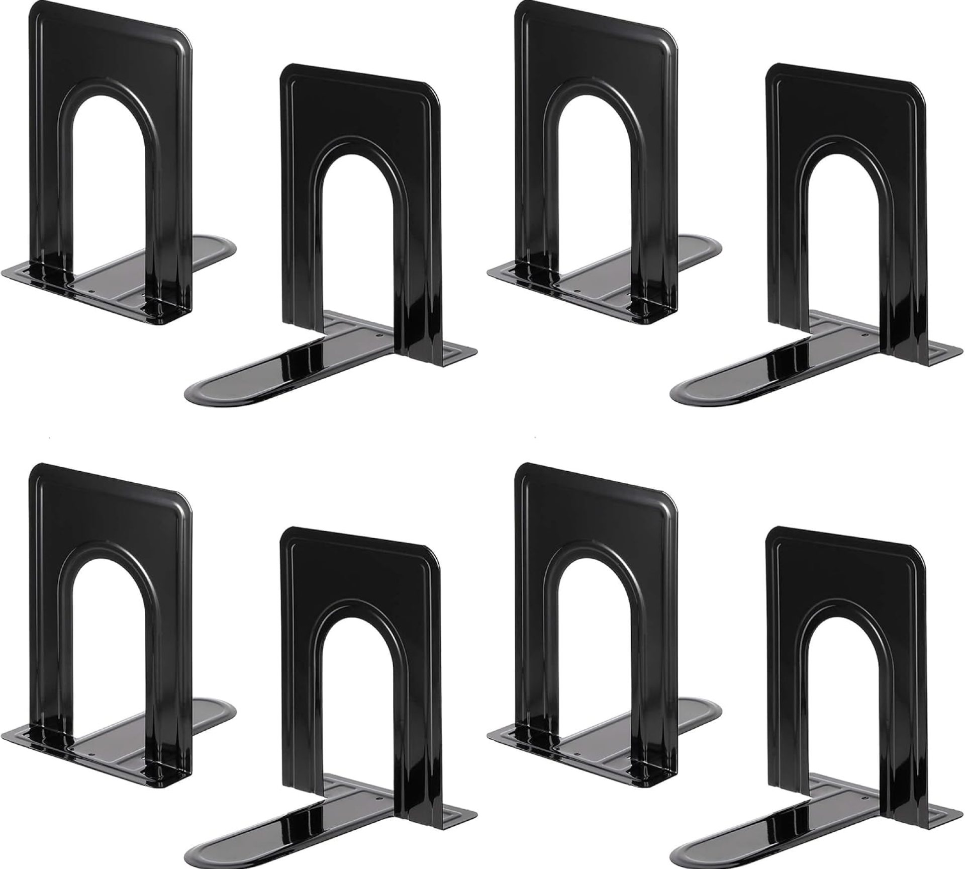 Heavy Duty Bookends for Shelves, Anti-Slip Base, Black, Great for Library, Office, Home, School, 4 Pairs Heavy Duty Bookends for Shelves, Anti-Slip Base, Black, Great for Library, Office, Home, School, 4 Pairs