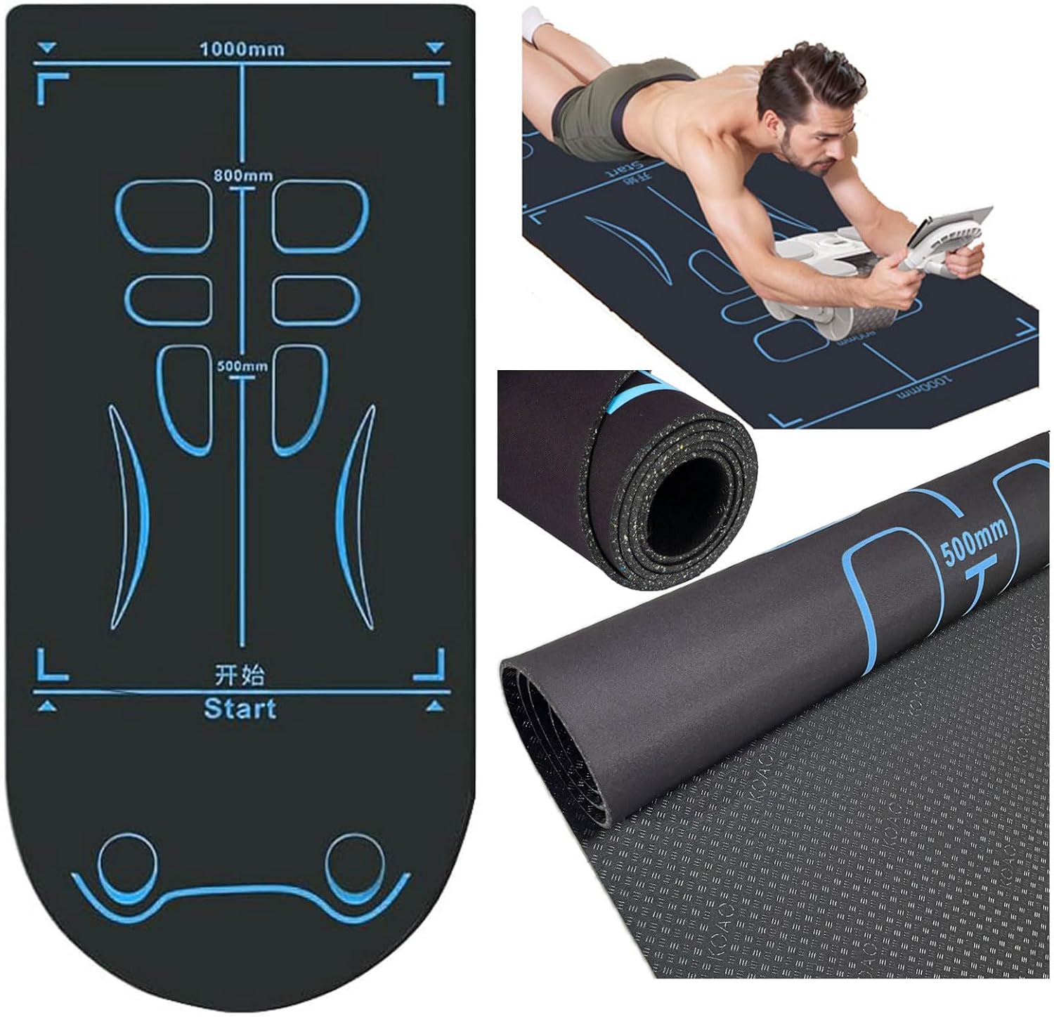 Non-Slip Workout Mat for Ab Roller Wheel, Exercise Mat with Storage Bag, 7mm Extra Thick Exercise Equipment Yoga Floor Mats Home & Gym Sound Insulation Protection Pads Non-Slip Workout Mat for Ab Roller Wheel, Exercise Mat with Storage Bag, 7mm Extra Thick Exercise Equipment Yoga Floor Mats Home & Gym Sound Insulation Protection Pads