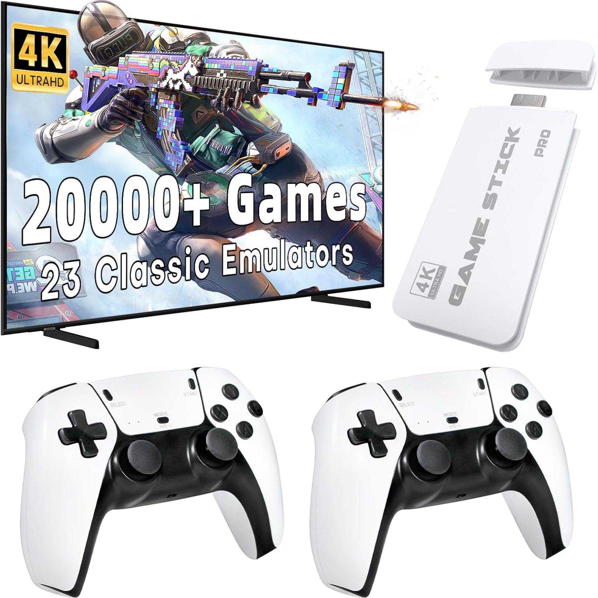 2025 Retro Gaming Console Pro, Retro Game Stick with 4K HDMI, Classic Video Games with 20,000+ Games and 23 Emulators, Upgraded Dual 2.4G Wireless Controllers 64GB 2025 Retro Gaming Console Pro, Retro Game Stick with 4K HDMI, Classic Video Games with 20,000+ Games and 23 Emulators, Upgraded Dual 2.4G Wireless Controllers 64GB