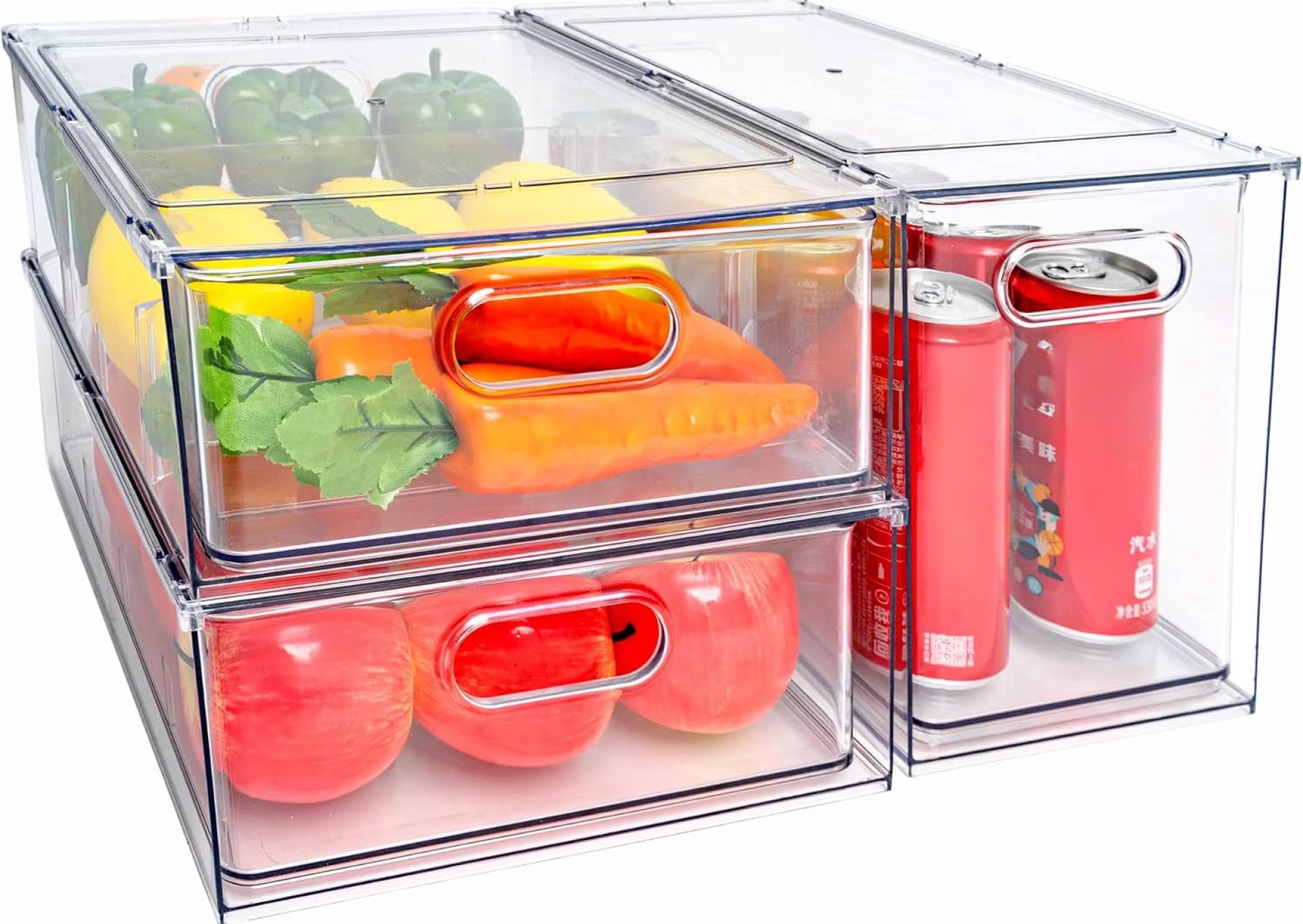 MineSign Stackable Fridge Drawer Pull-Out Bins with Handles 3 Pack Large Clear Food Container with Removable Dividers Refrigerator Storage box Divided Produce Saver for Pantry Kitchen MineSign Stackable Fridge Drawer Pull-Out Bins with Handles 3 Pack Large Clear Food Container with Removable Dividers Refrigerator Storage box Divided Produce Saver for Pantry Kitchen