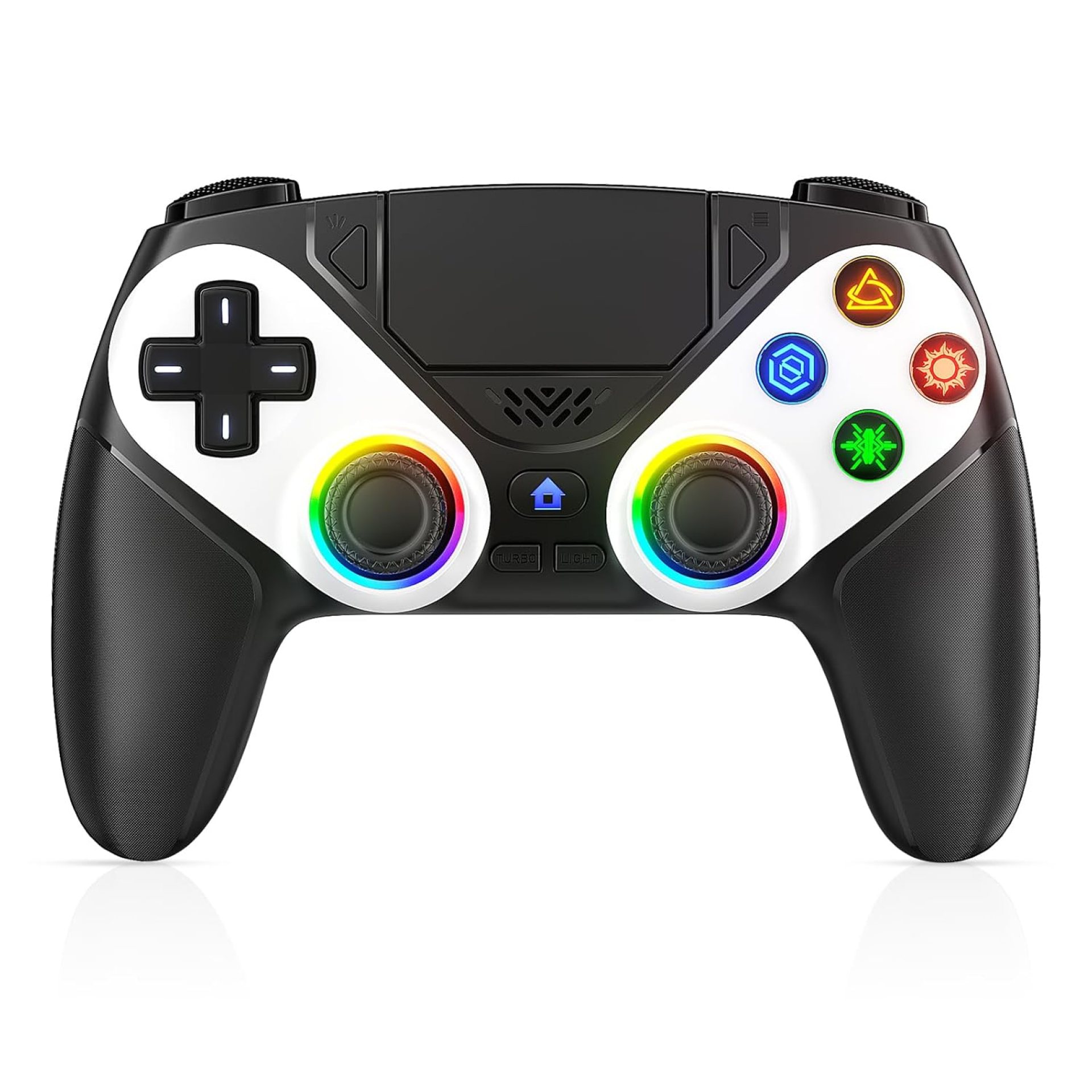 Gamrombo LED Wireless Controller for PS5, Compatible with PS5 Pro/Slim/PC, Dual Vibration, Marco/Turbo Function, 3.5mm Audio Jack, 6-Axis Motion Contro Gamepad with Speaker Gamrombo LED Wireless Controller for PS5, Compatible with PS5 Pro/Slim/PC, Dual Vibration, Marco/Turbo Function, 3.5mm Audio Jack, 6-Axis Motion Contro Gamepad with Speaker