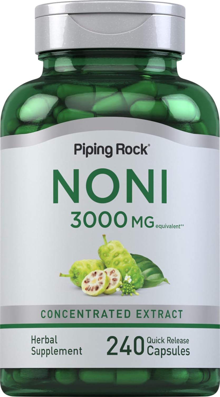 Piping Rock Noni Capsules | 3000mg | 240 Count | Fruit Extract | Supplement Concentrate | Non-GMO, Gluten Free Piping Rock Noni Capsules | 3000mg | 240 Count | Fruit Extract | Supplement Concentrate | Non-GMO, Gluten Free