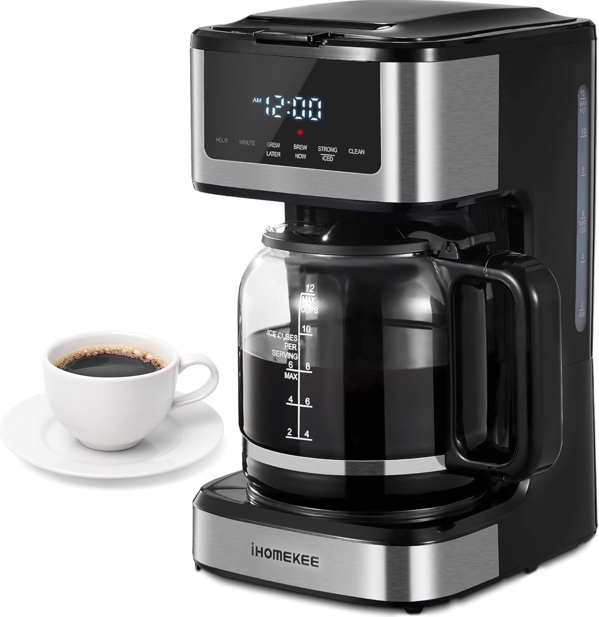 Programmable Drip Coffee Maker 12 Cup, Coffee Machine with Iced Coffee Function, Touch Screen, Regular & Strong Brew, Coffee Pot for Home and Office, Auto Shut-Off Function Programmable Drip Coffee Maker 12 Cup, Coffee Machine with Iced Coffee Function, Touch Screen, Regular & Strong Brew, Coffee Pot for Home and Office, Auto Shut-Off Function