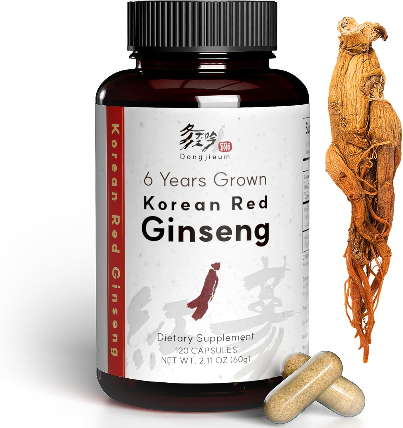 Korean Red Ginseng (6-Year Root) (Enhanced Ginsenoside) 120 Vegan Capsules Korean Red Ginseng (6-Year Root) (Enhanced Ginsenoside) 120 Vegan Capsules