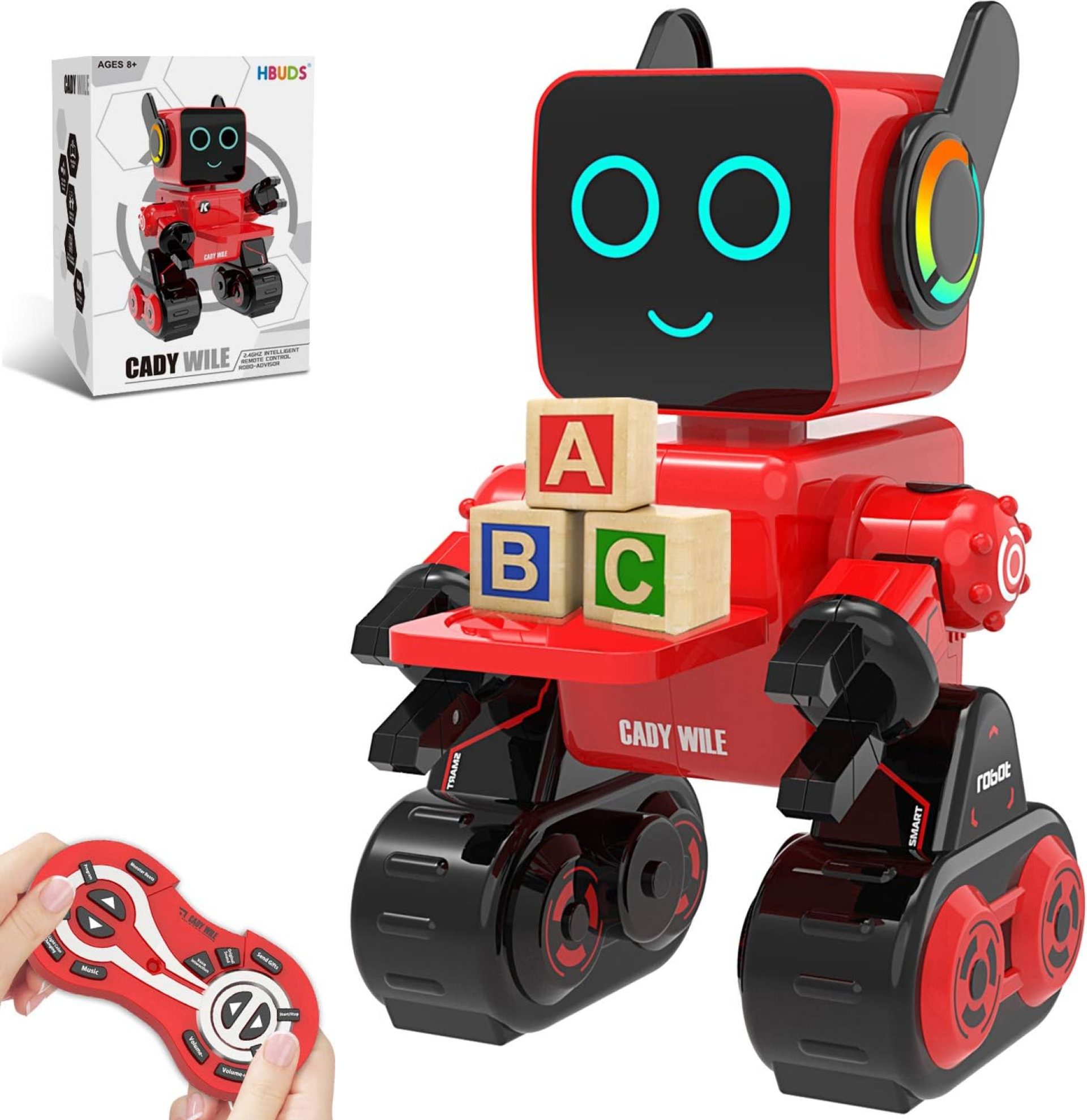 Robots for Kids, Remote Control Robot Toy Intelligent Interactive Robot LED Light Speaks Dance Moves Built-in Coin Bank Programmable Rechargeable RC Robot Kit (Red) Robots for Kids, Remote Control Robot Toy Intelligent Interactive Robot LED Light Speaks Dance Moves Built-in Coin Bank Programmable Rechargeable RC Robot Kit (Red)