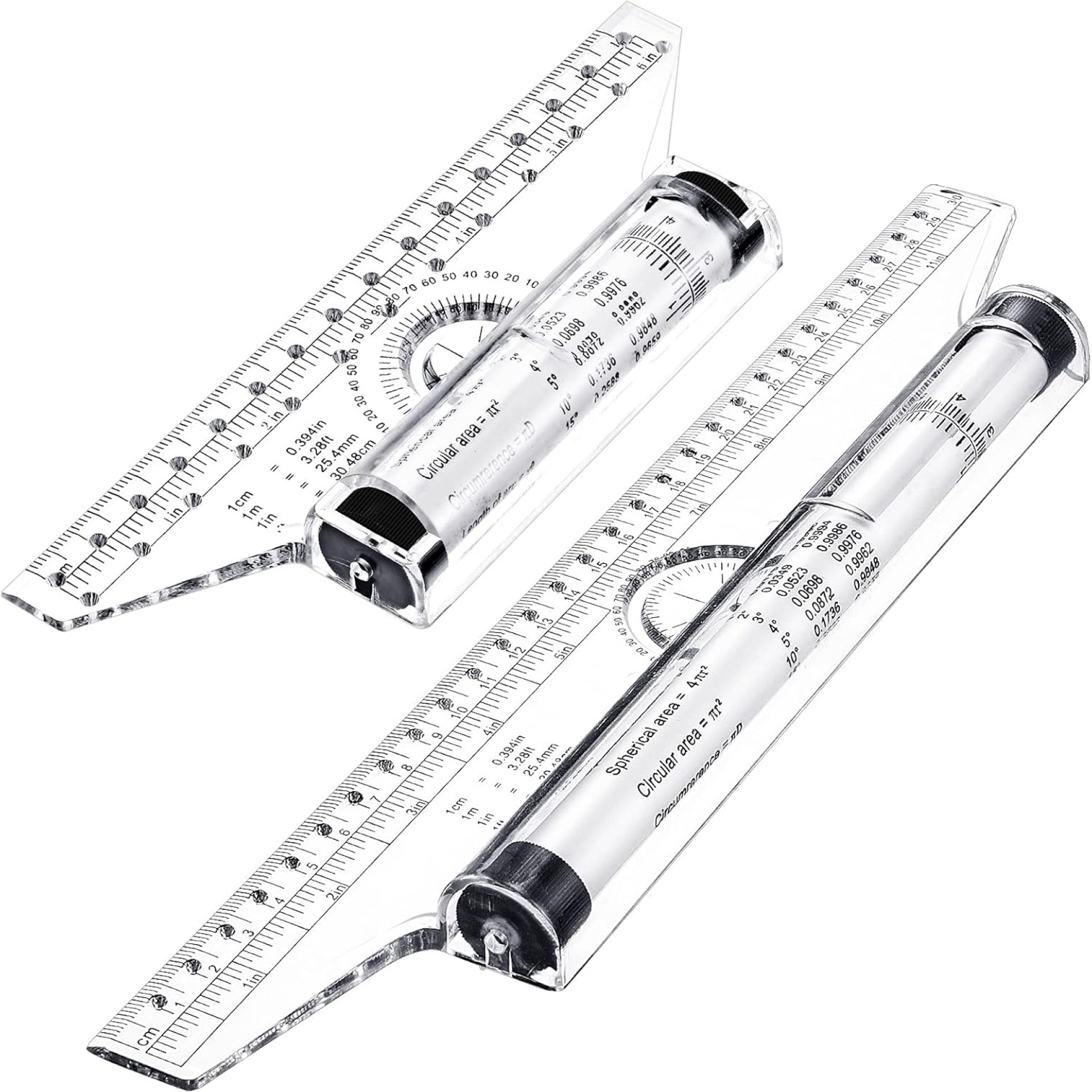 Frienda 2 Pieces Plastic Measuring Rolling Ruler Drawing Parallel Multifunctional Drafting Ruler for Architect Office Math(6 Inch, 12 Inch) Frienda 2 Pieces Plastic Measuring Rolling Ruler Drawing Parallel Multifunctional Drafting Ruler for Architect Office Math(6 Inch, 12 Inch)