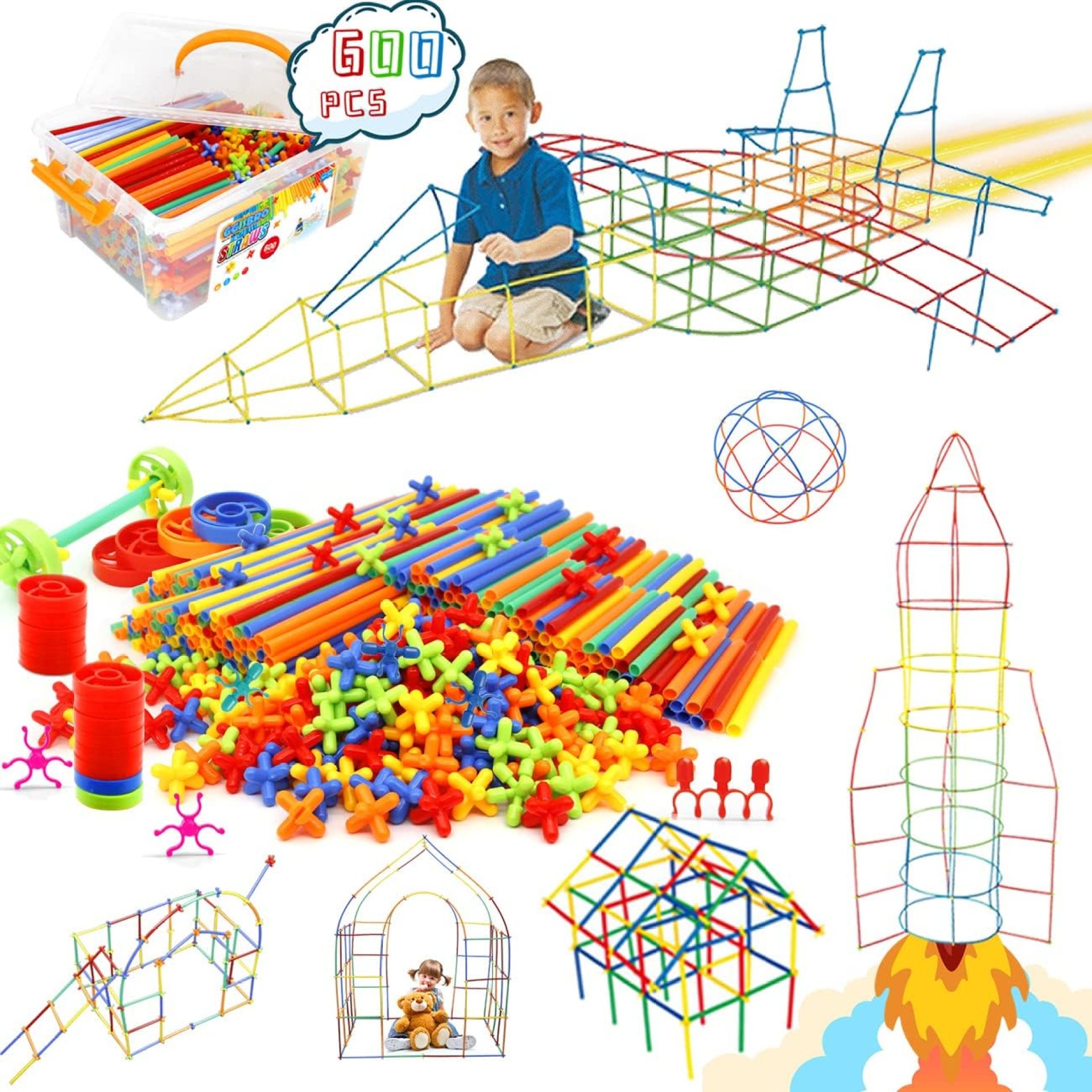 Straw Constructor Toys STEM Building 600Pcs Toy Interlocking Plastic Engineering Thin Tube Blocks Educational Kit for 3 4 5 6 7years Kids Boys and Girls Gift Straw Constructor Toys STEM Building 600Pcs Toy Interlocking Plastic Engineering Thin Tube Blocks Educational Kit for 3 4 5 6 7years Kids Boys and Girls Gift