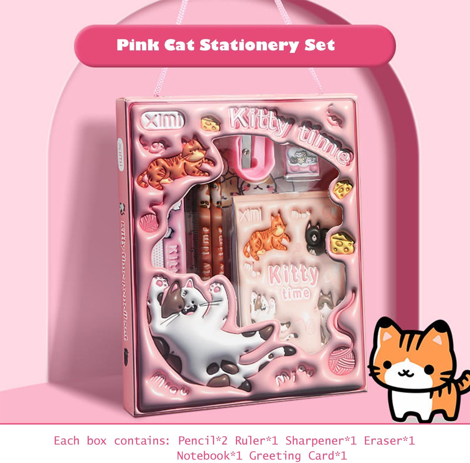 Back to School Supply Kit for Students Space Gifts Pink School Supplies Cute Stationery Set Include Fun Pencils,Ruler,Eraser, Sharpeners and Aesthetic Notebook Ideal School&Office Stuff (Cat Theme) Back to School Supply Kit for Students Space Gifts Pink School Supplies Cute Stationery Set Include Fun Pencils,Ruler,Eraser, Sharpeners and Aesthetic Notebook Ideal School&Office Stuff (Cat Theme)