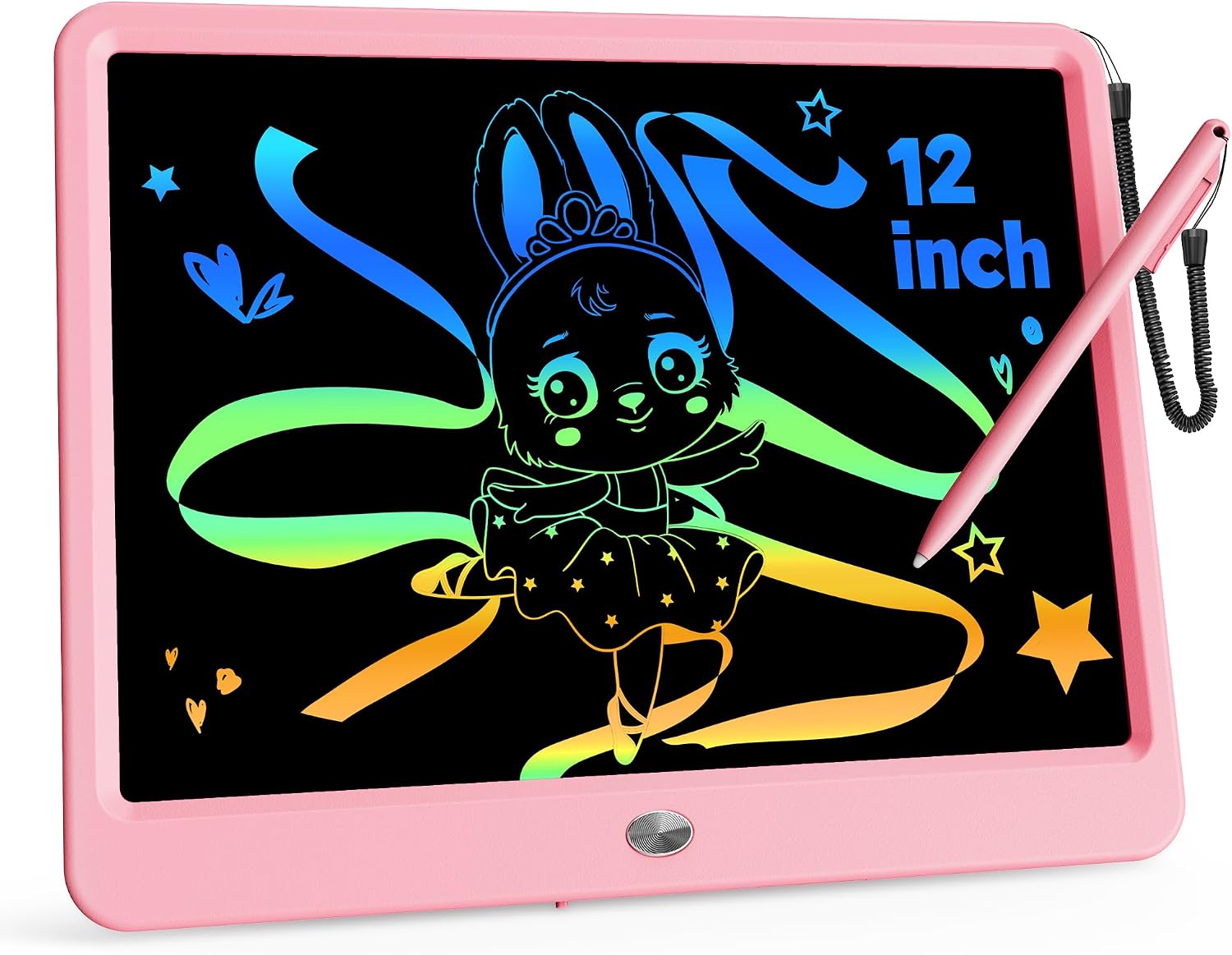 KOKODI 12 Inch LCD Writing Tablet with Anti-Lost Stylus, Erasable Doodle Board Colorful Toddler Drawing Pad, Car Travel School Games Toys for 3 4 5 6 7 8 Kids, Birthday Gift for Girls Boys Adults Pink KOKODI 12 Inch LCD Writing Tablet with Anti-Lost Stylus, Erasable Doodle Board Colorful Toddler Drawing Pad, Car Travel School Games Toys for 3 4 5 6 7 8 Kids, Birthday Gift for Girls Boys Adults Pink