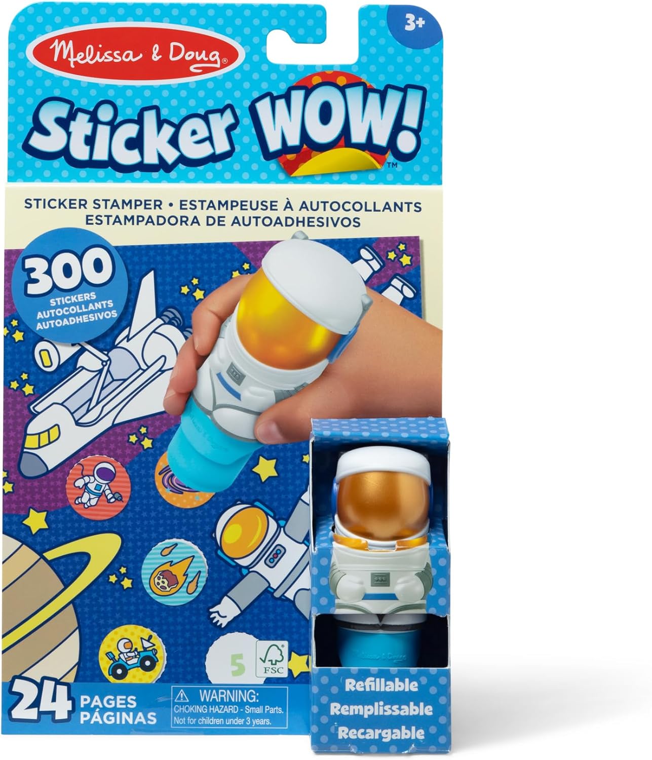 Melissa & Doug Sticker Wow!™ 24-Page Activity Pad and Sticker Stamper, 300 Stickers, Arts and Crafts Fidget Toy Collectible Character – Astronaut – FSC-Certified Melissa & Doug Sticker Wow!™ 24-Page Activity Pad and Sticker Stamper, 300 Stickers, Arts and Crafts Fidget Toy Collectible Character – Astronaut – FSC-Certified