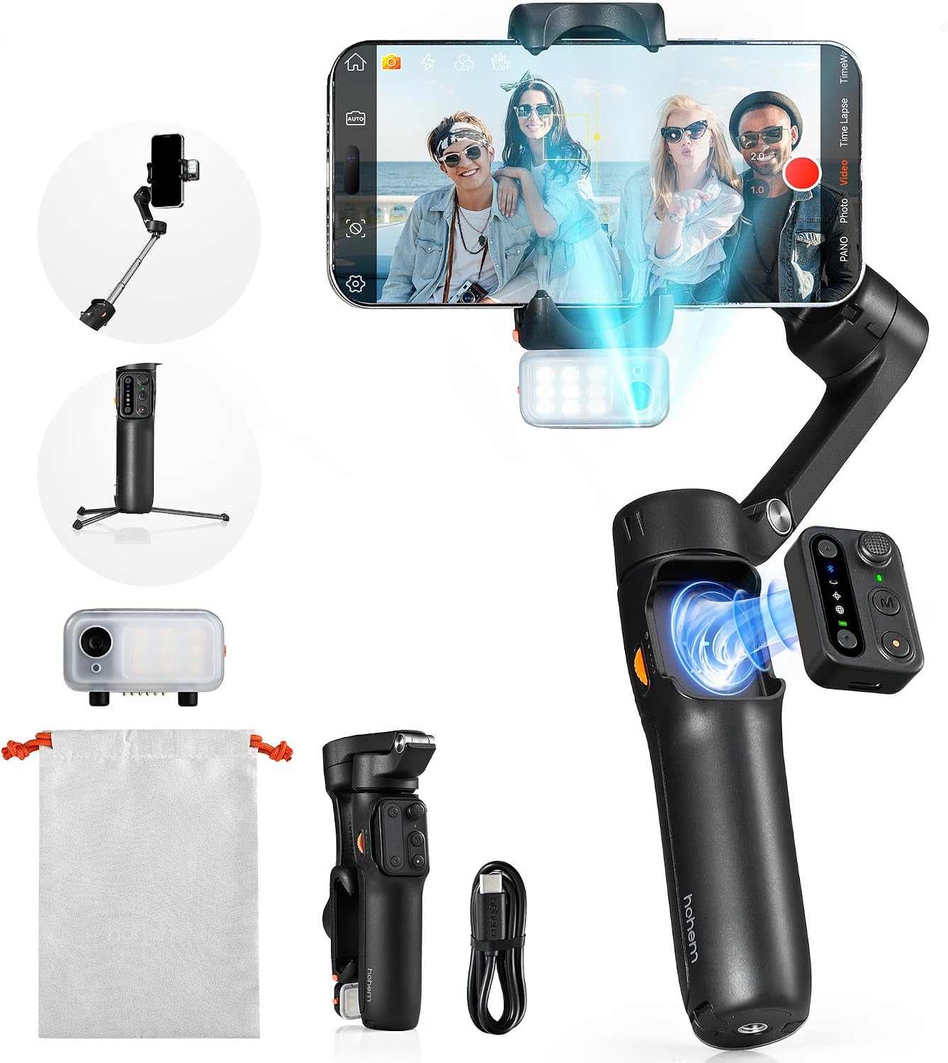 hohem iSteady V3 Gimbal Stabilizer for iPhone, 3-Axis Phone Gimbal, Magnetic AI Tracker, Built-in Extendable Rod & Tripod, Detachable Remote Control, Stabilizer for Travel, Vlog, TikTok, Black hohem iSteady V3 Gimbal Stabilizer for iPhone, 3-Axis Phone Gimbal, Magnetic AI Tracker, Built-in Extendable Rod & Tripod, Detachable Remote Control, Stabilizer for Travel, Vlog, TikTok, Black