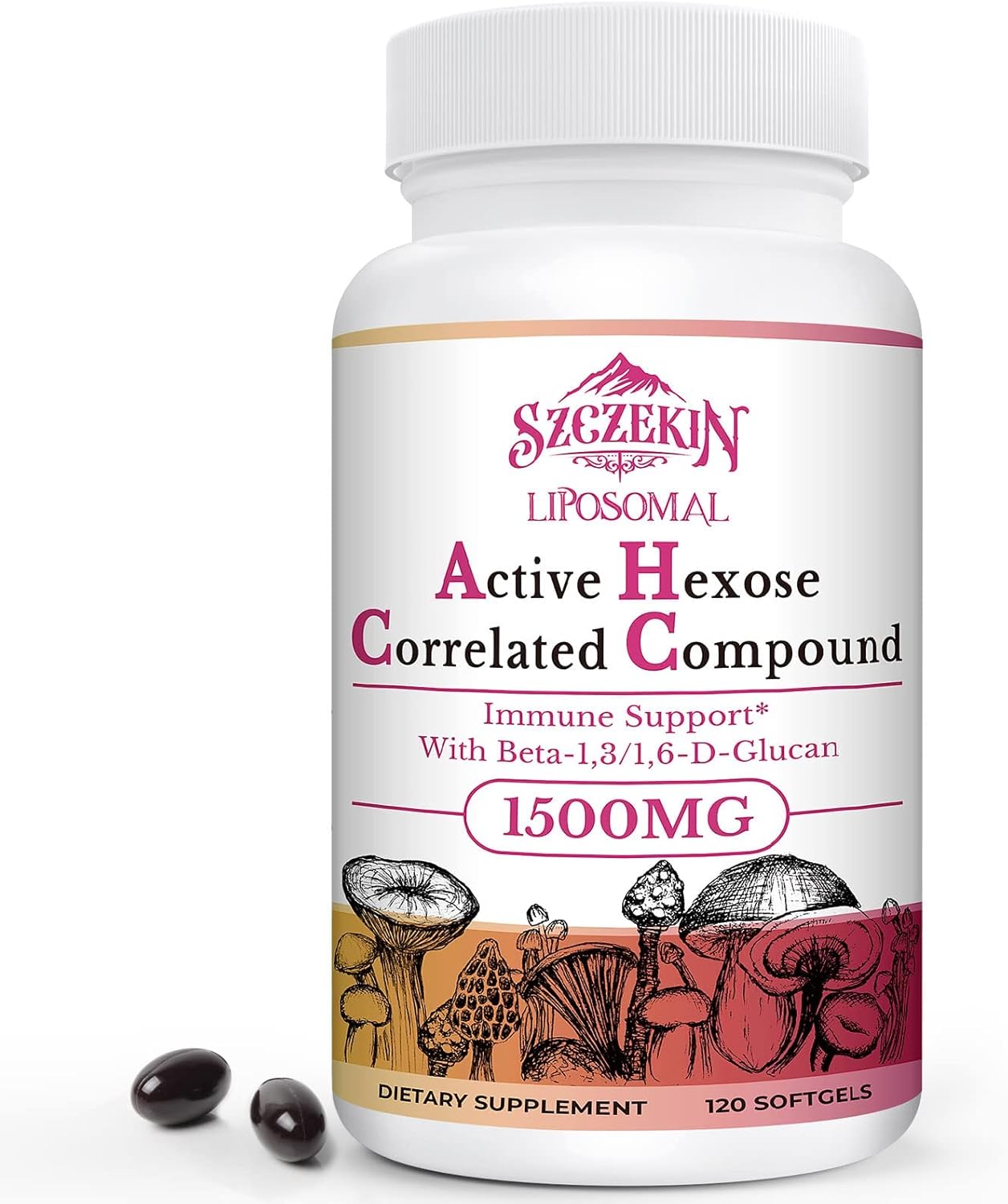 1500mg Liposomal Active Hexose Correlated Supplement,120 Soft Gels Beta-Glucans with Natural Mushroom Extract, Immune System, Liver Function, Maintain T-Cell & Killer Cell Activity 1500mg Liposomal Active Hexose Correlated Supplement,120 Soft Gels Beta-Glucans with Natural Mushroom Extract, Immune System, Liver Function, Maintain T-Cell & Killer Cell Activity