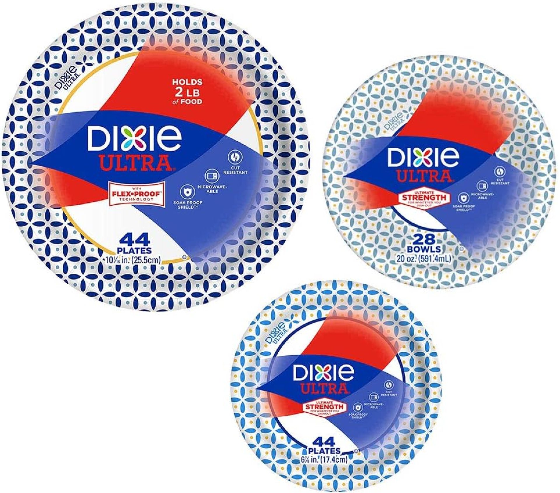 Dixie Ultra Heavy Duty Paper Plate & Bowl Bundle – Large Plates (44), Small Plates (44), Bowls (28) Dixie Ultra Heavy Duty Paper Plate & Bowl Bundle – Large Plates (44), Small Plates (44), Bowls (28)