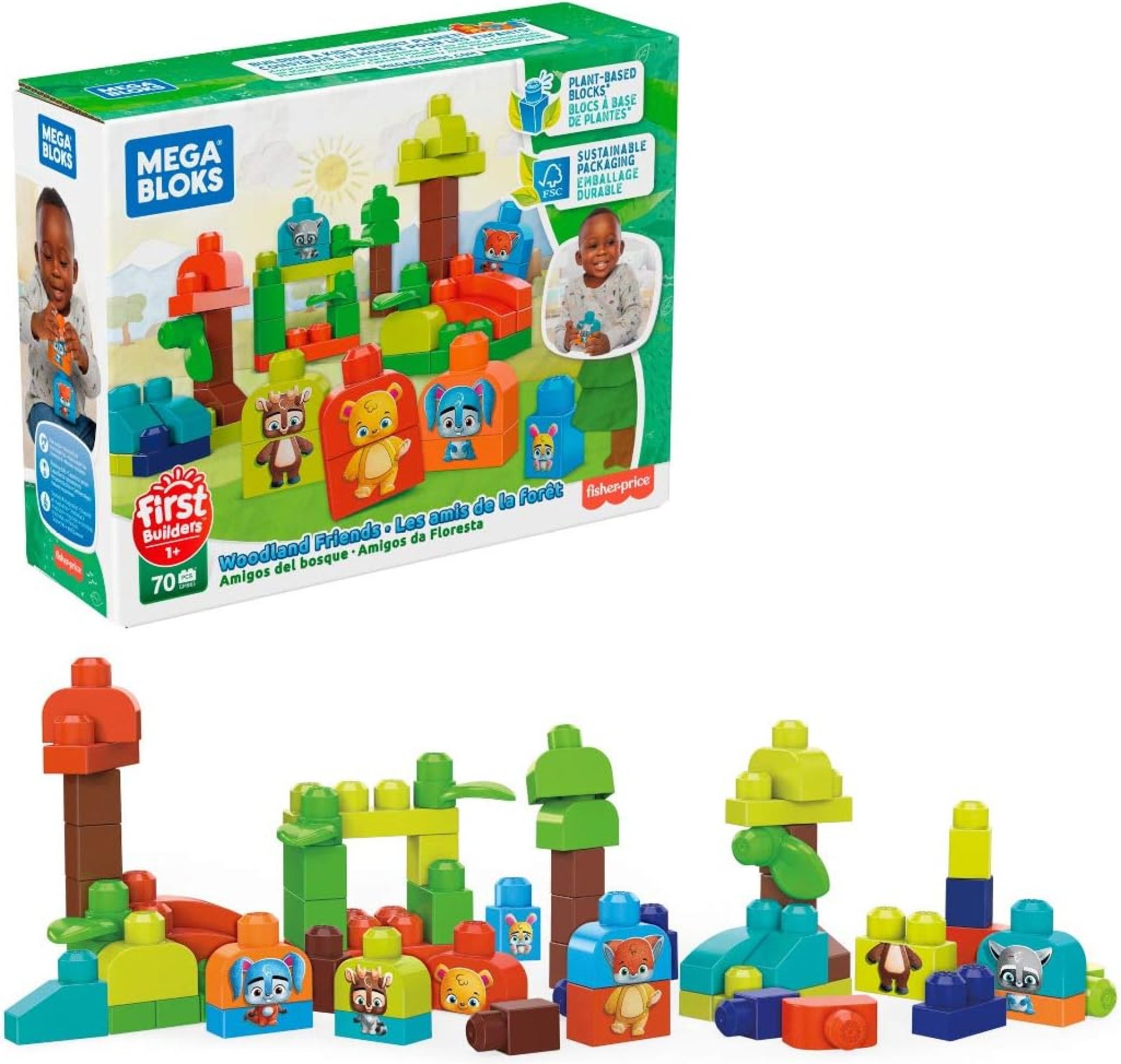 Mega Bloks Woodland Friends Preschool Building Set, Plant-Based Blocks, Multicolor Mega Bloks Woodland Friends Preschool Building Set, Plant-Based Blocks, Multicolor
