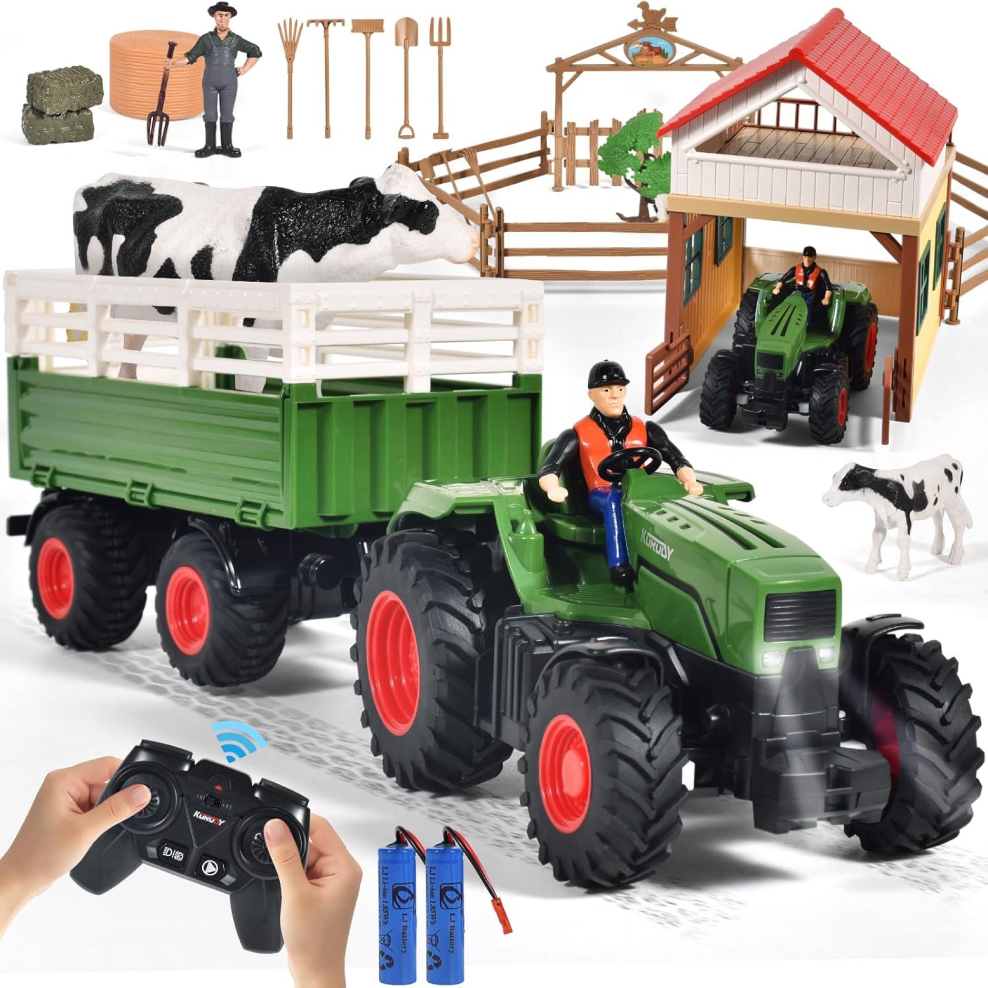 Remote Control Tractor for Kids, RC Tractor 2.4Ghz w/Trailer, Farm Toy House, Lights, Animal Figures, Toy Tractors Truck Toddlers Farm Vehicle Toys for 3+ Year Boys Girls Birthday Gift Remote Control Tractor for Kids, RC Tractor 2.4Ghz w/Trailer, Farm Toy House, Lights, Animal Figures, Toy Tractors Truck Toddlers Farm Vehicle Toys for 3+ Year Boys Girls Birthday Gift