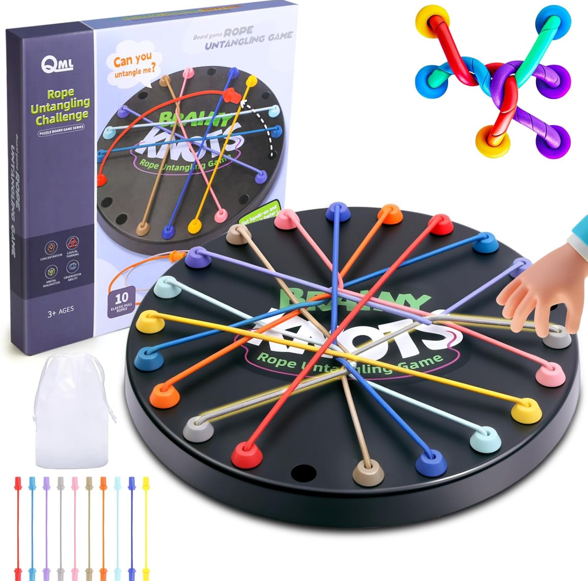 Brainy Knots Rope Untangling Game, 10Pcs Twisted Rope Puzzle Game,Strategy Untangling Challenge Puzzle, String Solution Central Lacing Toys for Adults Kids(Black) Brainy Knots Rope Untangling Game, 10Pcs Twisted Rope Puzzle Game,Strategy Untangling Challenge Puzzle, String Solution Central Lacing Toys for Adults Kids(Black)