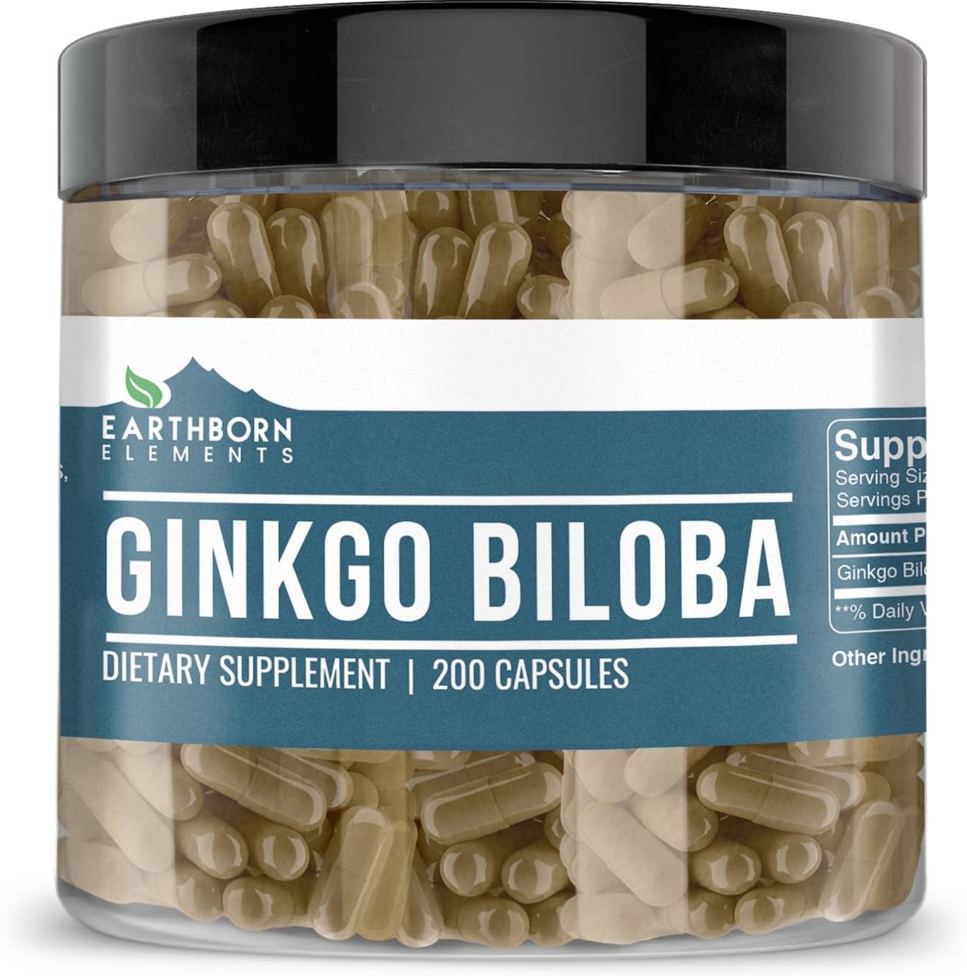 Earthborn Elements Ginkgo Biloba 200 Capsules, Pure & Undiluted, No Additives Earthborn Elements Ginkgo Biloba 200 Capsules, Pure & Undiluted, No Additives