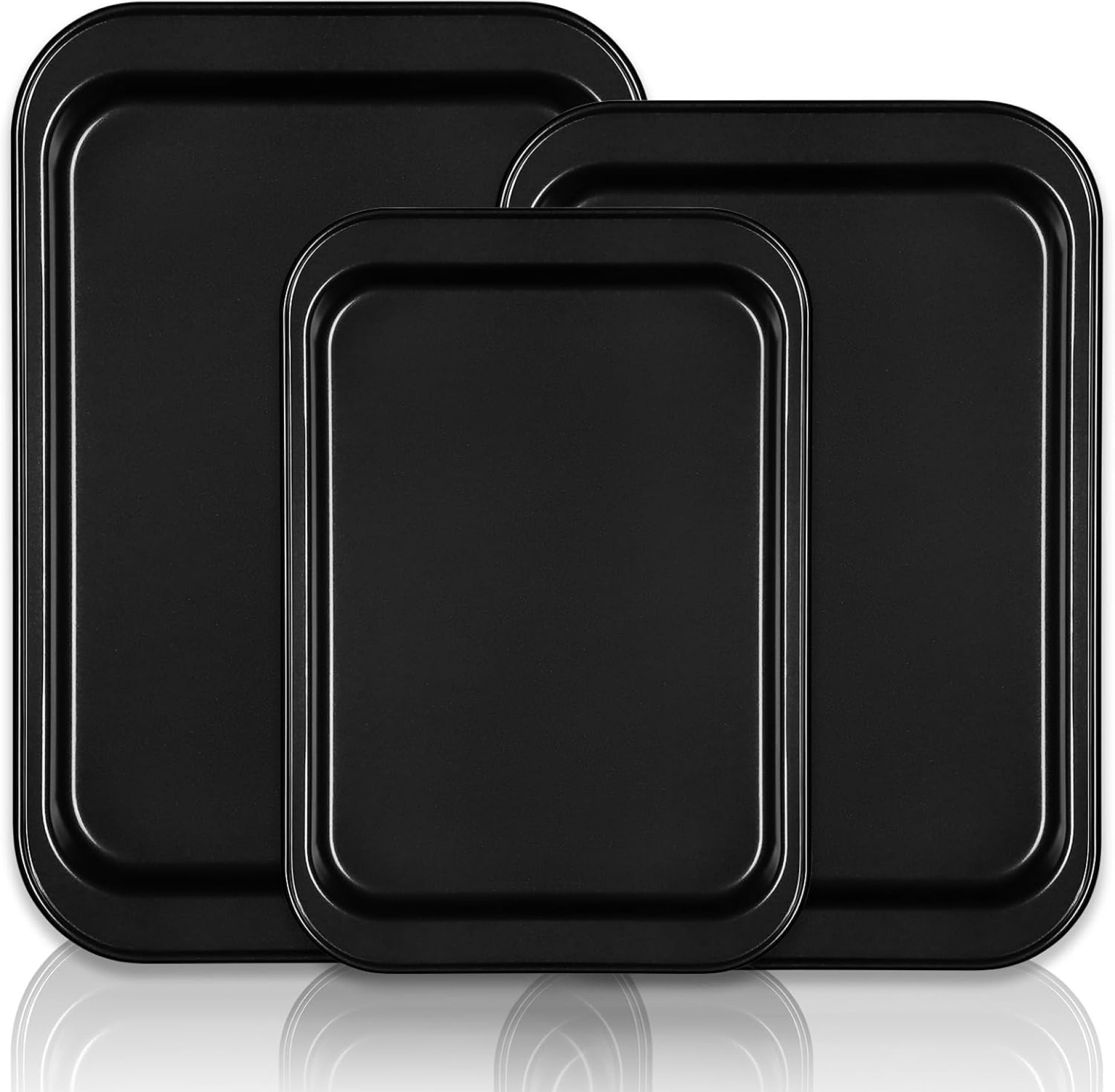 Baking Sheet Tray Set, 3 Pack Cookie Sheet Pan for Oven, Nonstick Bakeware Sets with Wider Grips, Half/Jelly Roll/Quarter Non Toxic & Easy Clean – Dark Grey Baking Sheet Tray Set, 3 Pack Cookie Sheet Pan for Oven, Nonstick Bakeware Sets with Wider Grips, Half/Jelly Roll/Quarter Non Toxic & Easy Clean – Dark Grey