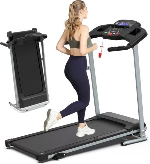 Foldable Treadmill,2.25HP Mini Portable Treadmill for Apartment,250LB Capacity,MP3,Electric Folding Machine Adjustable Programs Home Workout black