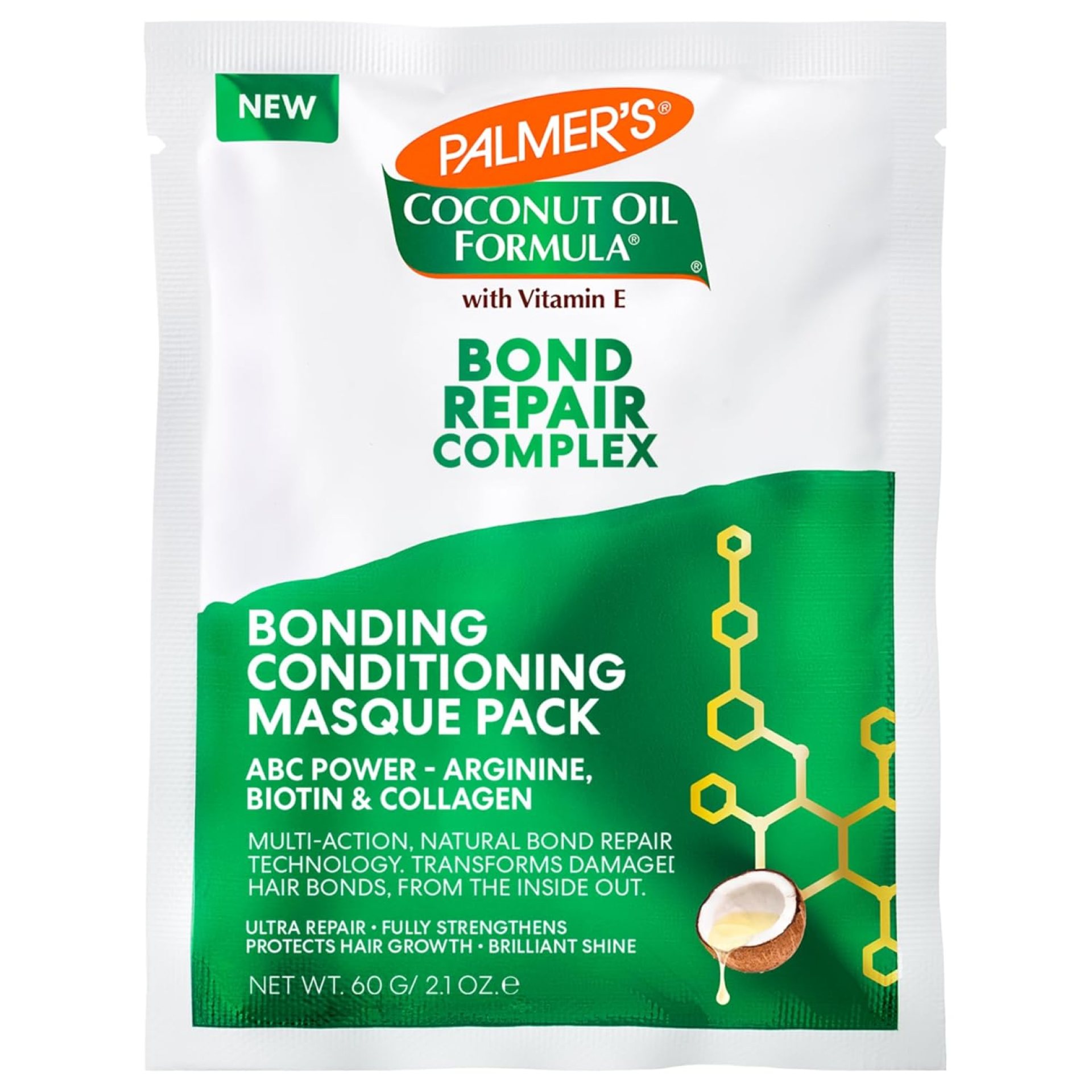 Palmer’s Amino Bonding Complex Hair Mask, Intense Conditioning Masque Pack with Coconut Oil & Vitamin E, Heat Protectant, Anti Frizz, Adds Shine, Protects Hair Growth, All Hair Types, 2.1 oz packette Palmer’s Amino Bonding Complex Hair Mask, Intense Conditioning Masque Pack with Coconut Oil & Vitamin E, Heat Protectant, Anti Frizz, Adds Shine, Protects Hair Growth, All Hair Types, 2.1 oz packette