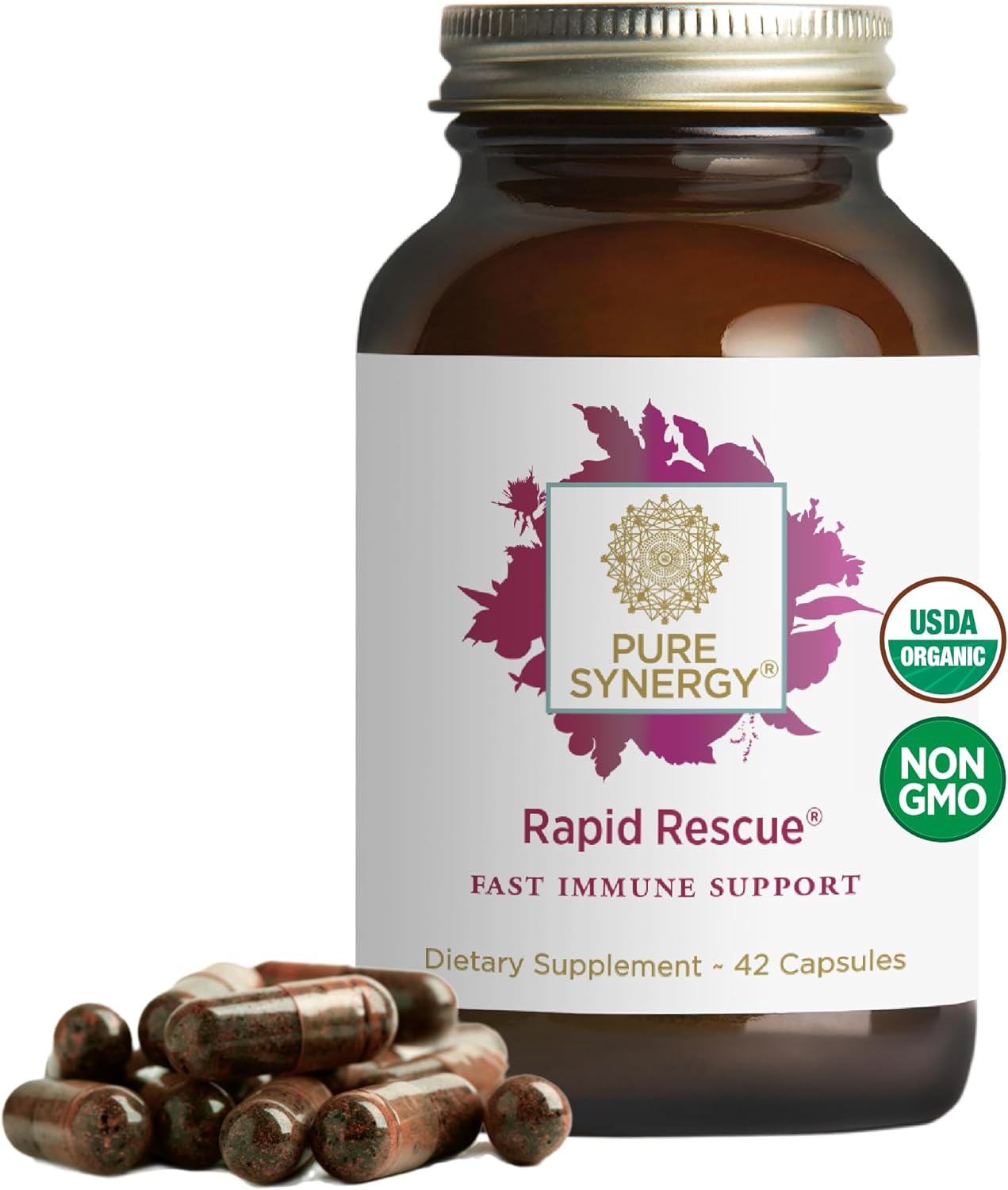 PURE SYNERGY Rapid Rescue | Organic Immune Support Capsules | Herbal Supplement with Echinacea, Elderberry, and Olive Leaf Extracts | for Immediate Immune Support (42 Capsules) PURE SYNERGY Rapid Rescue | Organic Immune Support Capsules | Herbal Supplement with Echinacea, Elderberry, and Olive Leaf Extracts | for Immediate Immune Support (42 Capsules)