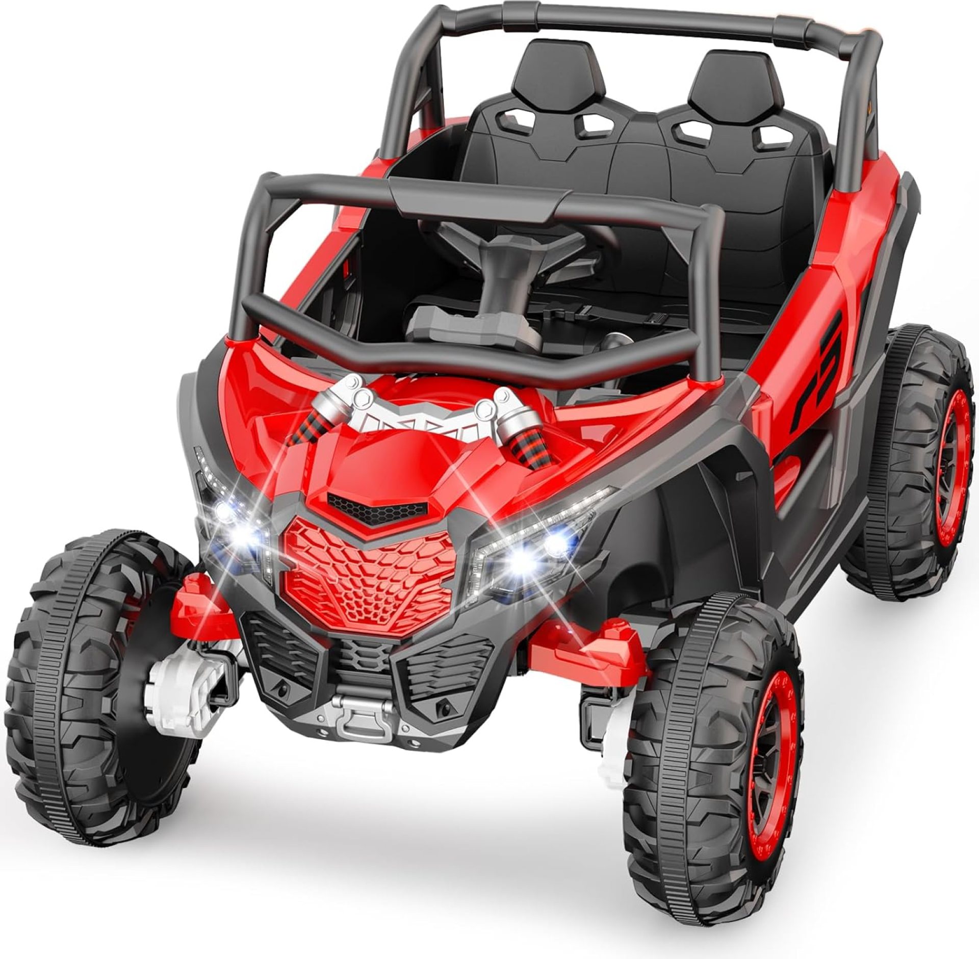 2 Seater Ride On Car for Kids,12V 10AH Ride On UTV Toy,4WD Electric Car with Remote Control,4 Shock Absorbers, 4 Motors, Soft Start,Music Player,Electric Cars for Kids Ages 3+,Red 2 Seater Ride On Car for Kids,12V 10AH Ride On UTV Toy,4WD Electric Car with Remote Control,4 Shock Absorbers, 4 Motors, Soft Start,Music Player,Electric Cars for Kids Ages 3+,Red