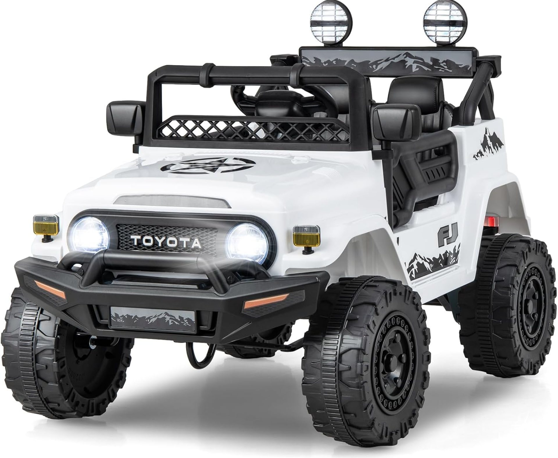 HONEY JOY Ride on Truck, 12V Licensed Toyota FJ Electric Car for Kids, Shock Suspension, LED Lights & Music, Battery Powered Kids Car to Drive, Ride On Car with Remote Control, White HONEY JOY Ride on Truck, 12V Licensed Toyota FJ Electric Car for Kids, Shock Suspension, LED Lights & Music, Battery Powered Kids Car to Drive, Ride On Car with Remote Control, White