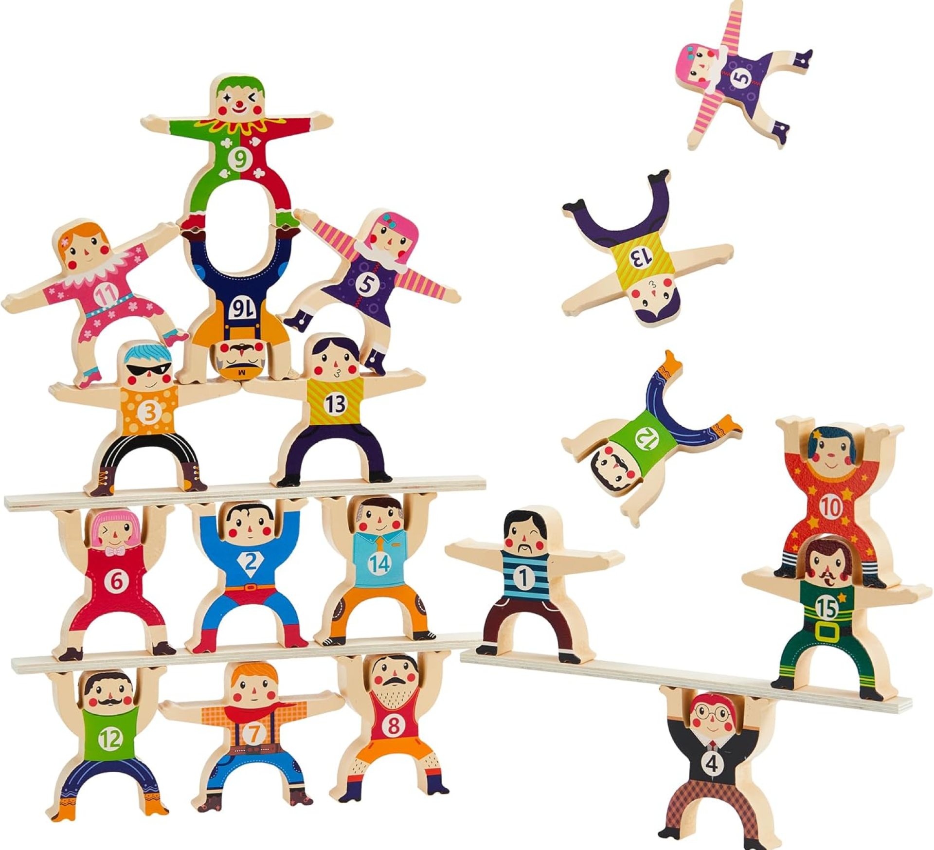 Wooden Stacking Toys 16Pcs Balancing Building Blocks Game,Circus Hercules Acrobatic Troupe Interlock Toy,for 3 4 5 6 Years Old Kids Adults Toddler Puzzle Toys Wooden Stacking Toys 16Pcs Balancing Building Blocks Game,Circus Hercules Acrobatic Troupe Interlock Toy,for 3 4 5 6 Years Old Kids Adults Toddler Puzzle Toys